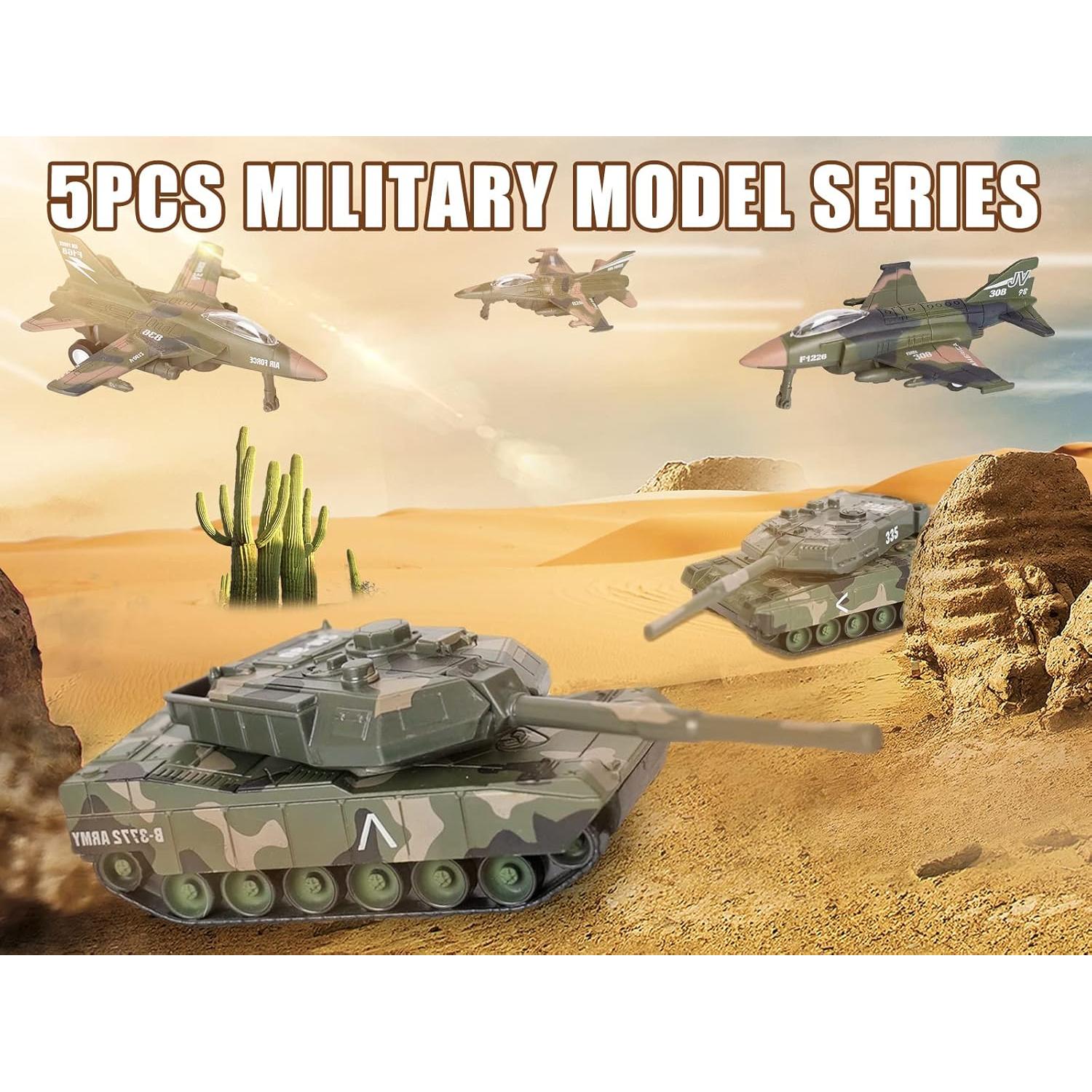 Conjunto de Juguetes Militares Crelloci - 5 Vehículos Camuflados