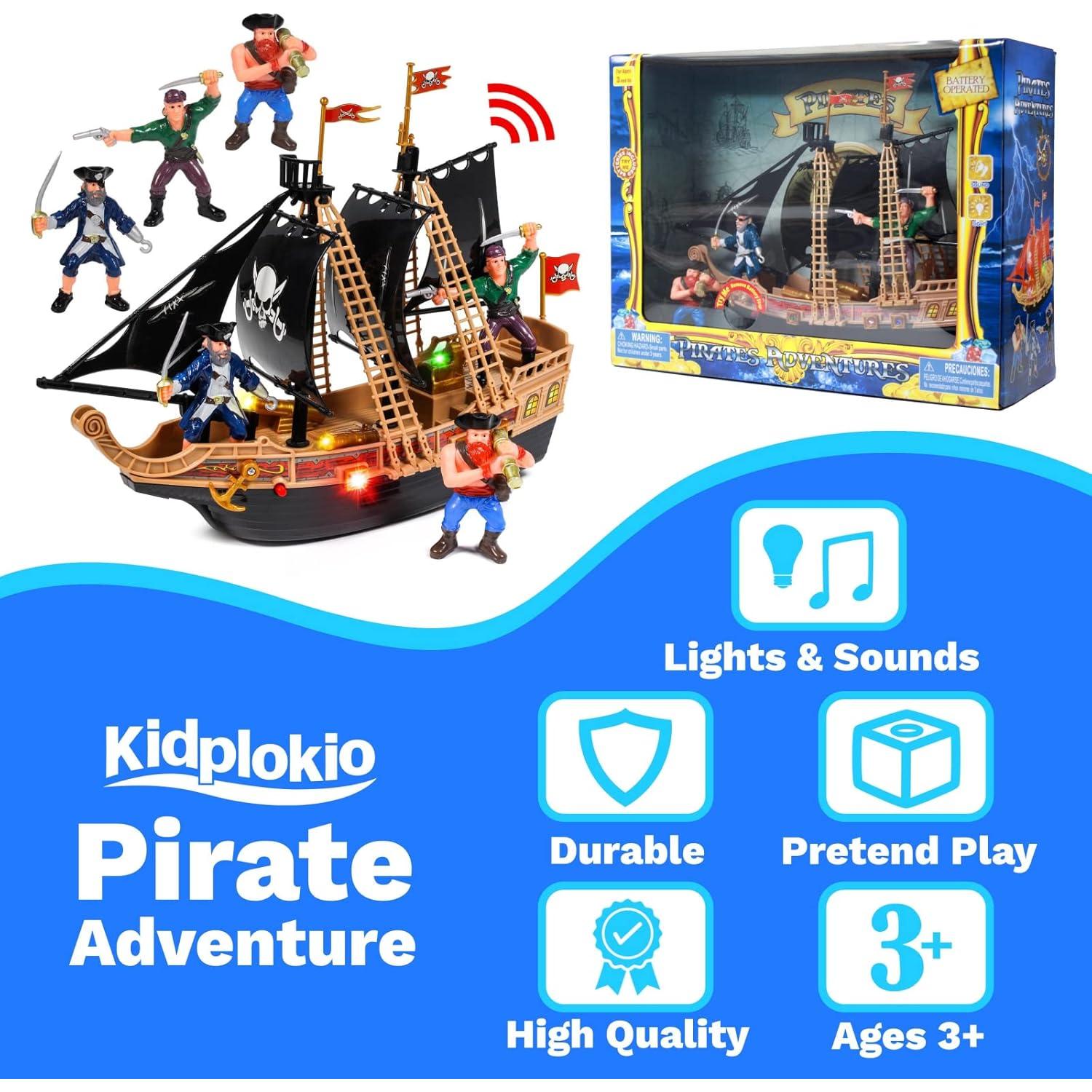 Set de Juego Barco Pirata Kidplokio con Luces y Sonidos