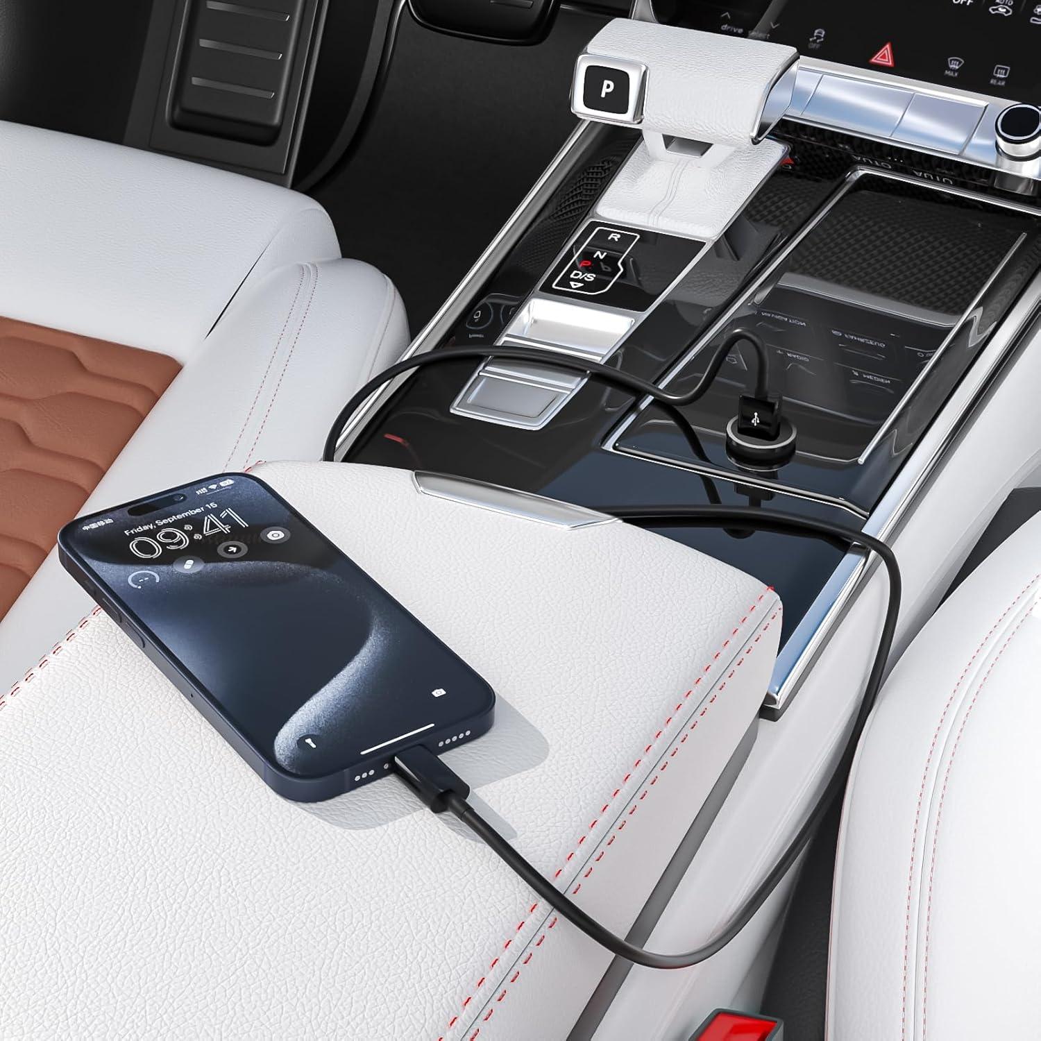 Cable Carplay USB A a Tipo C FOXSEA 0.91m Negro para iPhone 16/15