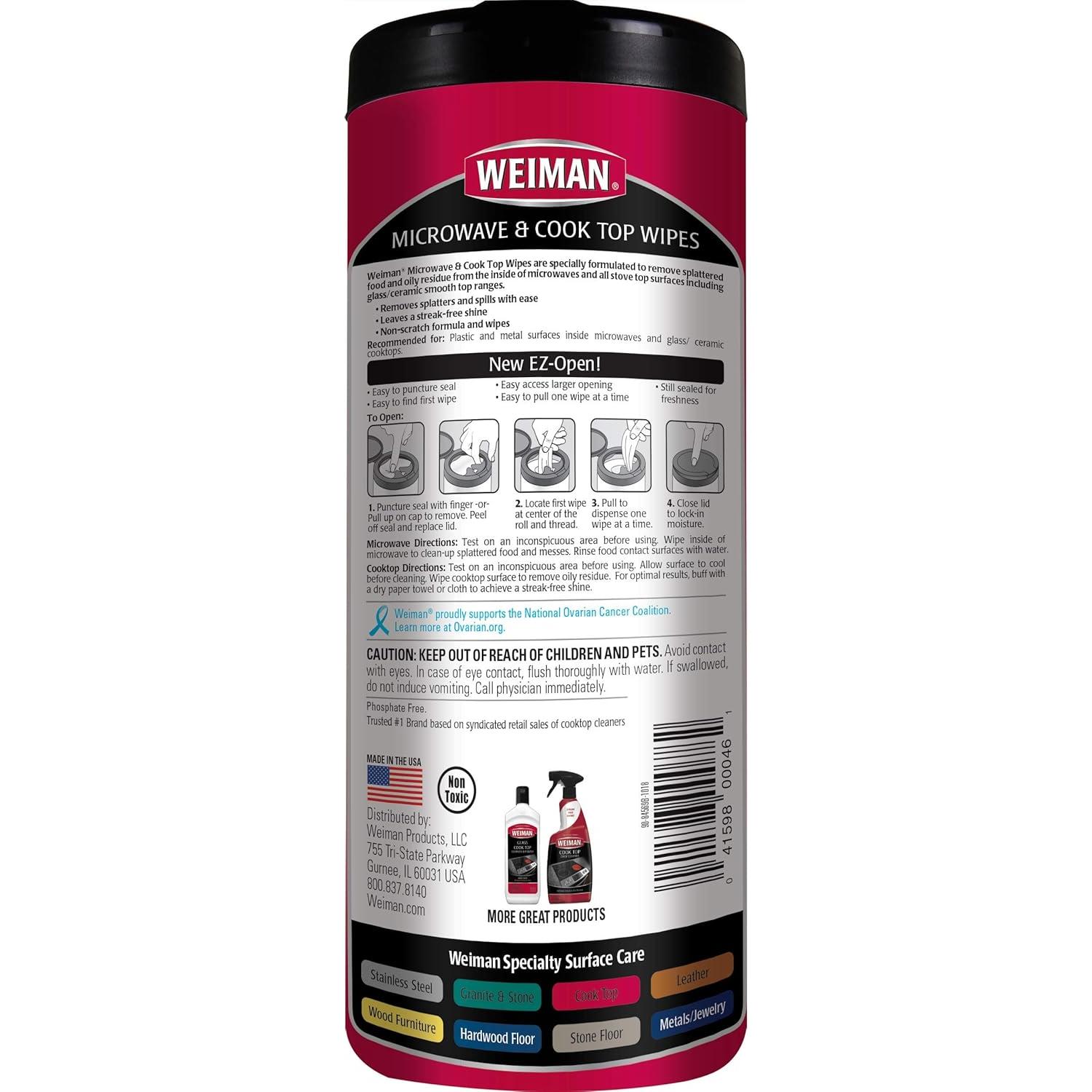 Toallitas de limpieza Weiman para microondas y estufas - 120 unidades