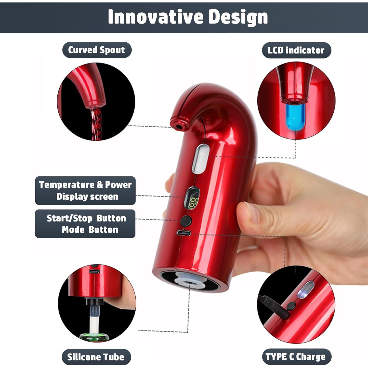 Aerador de Vino Eléctrico ROYALBAIDE Decantador 5L Negro