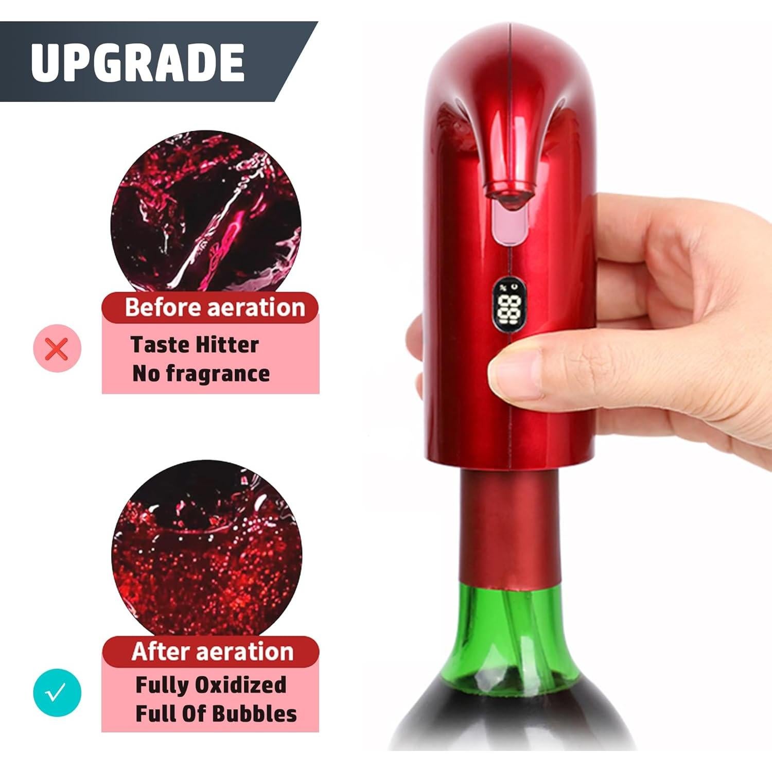 Aerador de Vino Eléctrico ROYALBAIDE Decantador 5L Negro