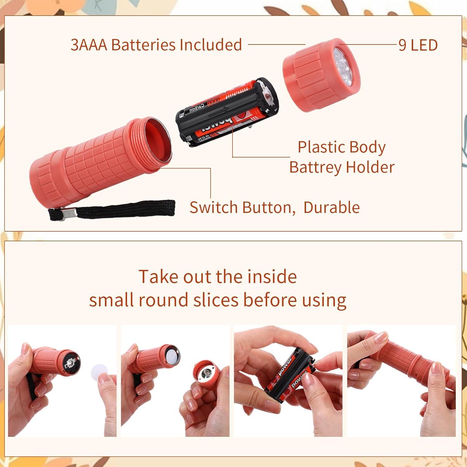 Paquete de 18 Linternas Mini LED Glooglitter 9 LEDs 30 Lúmenes