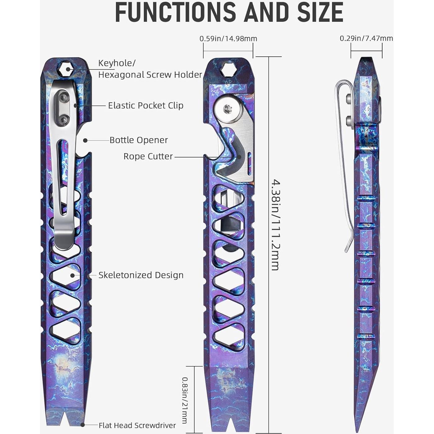 TISUR Titanium EDC Pry Bar, Keychain Pry Bar Multitool With Bottle Opener, Pocket Small Crowbar for Men Outdoor