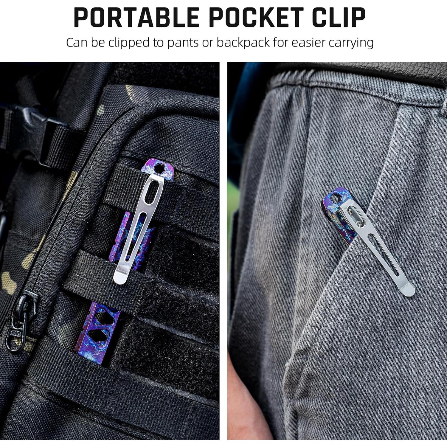 TISUR Titanium EDC Pry Bar, Keychain Pry Bar Multitool With Bottle Opener, Pocket Small Crowbar for Men Outdoor