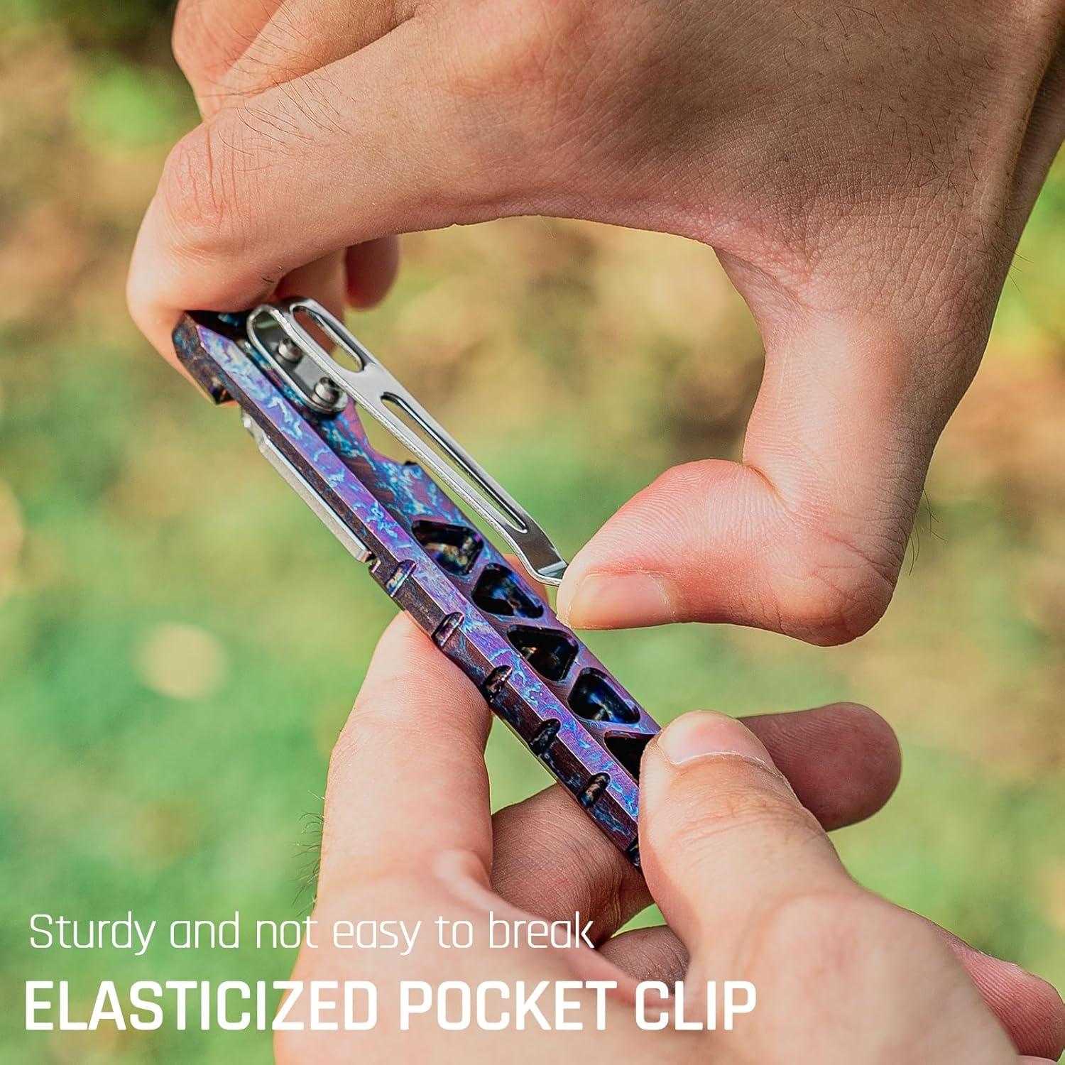 TISUR Titanium EDC Pry Bar, Keychain Pry Bar Multitool With Bottle Opener, Pocket Small Crowbar for Men Outdoor