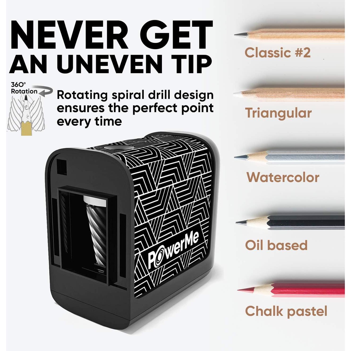 Sacapuntas Eléctrico PowerMe a Batería Negro para Lápices