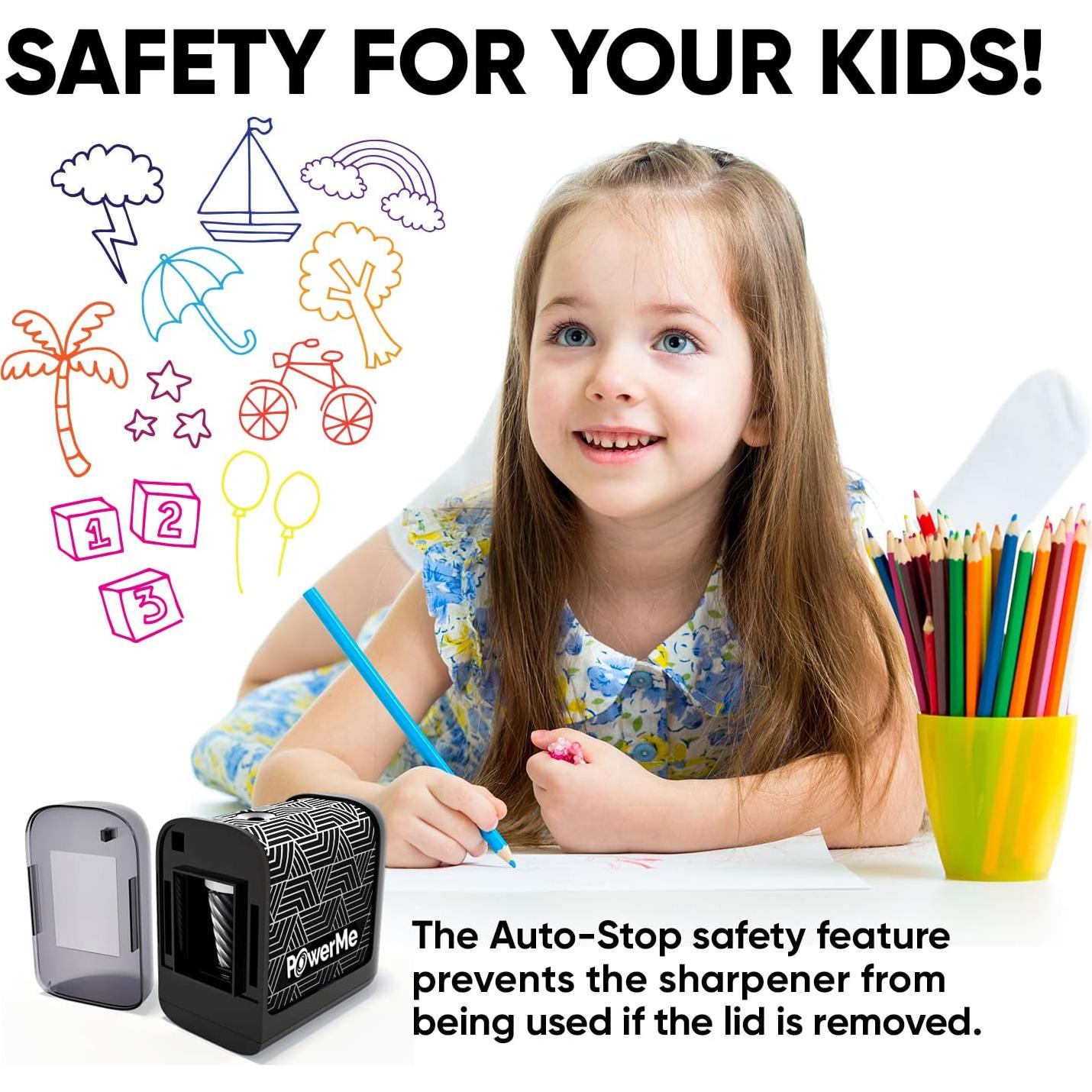 Sacapuntas Eléctrico PowerMe a Batería Negro para Lápices