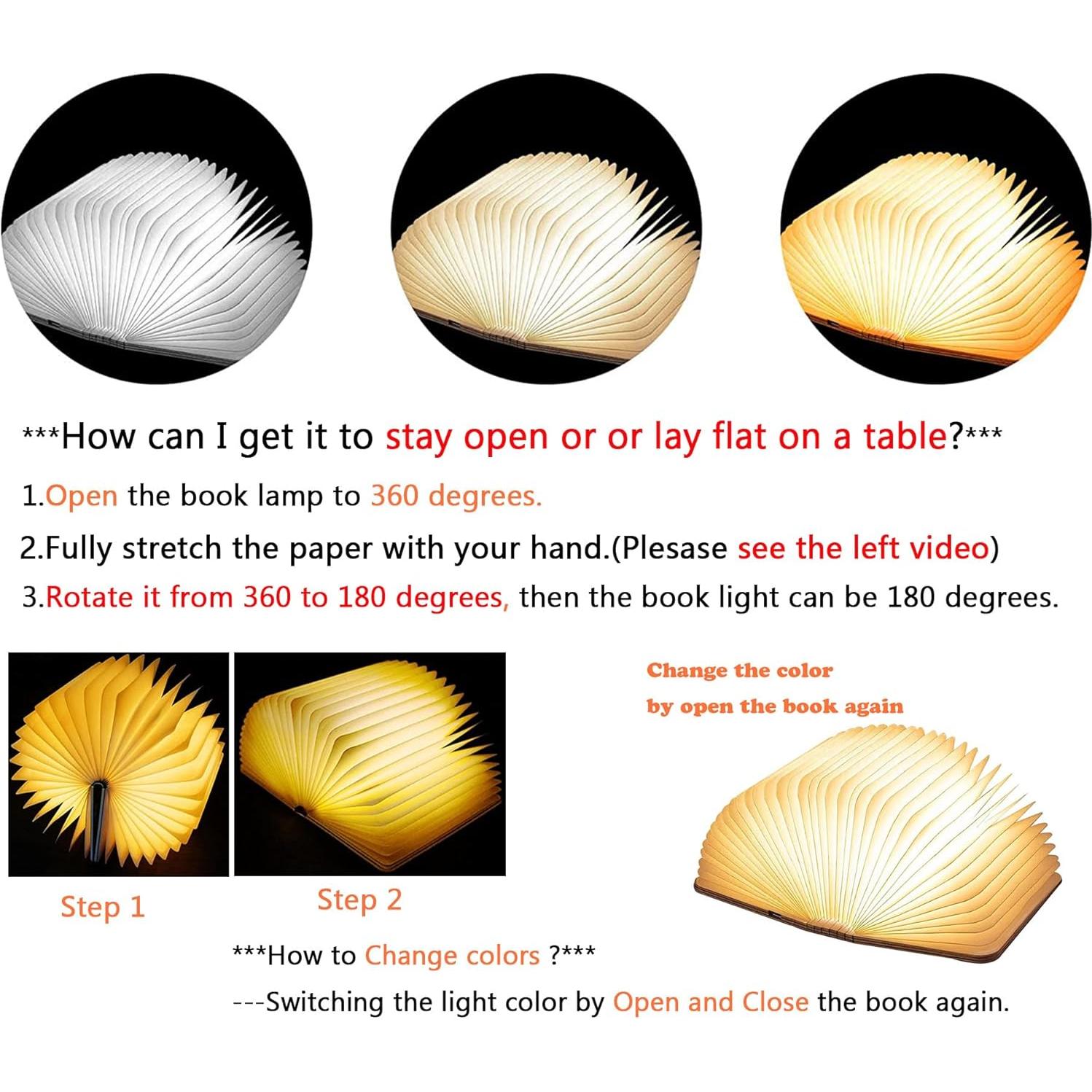 Lámpara de Libro LED Tiuredx Plegable 3 Colores 14.5x10.9cm