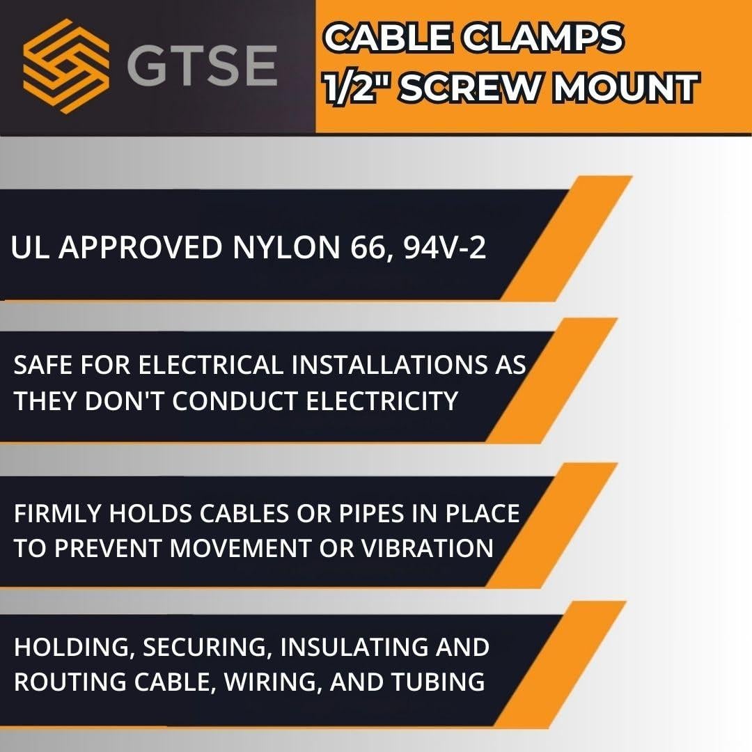 Abrazaderas de Cable de Nylon GTSE 100 Unidades 12.7mm Negro