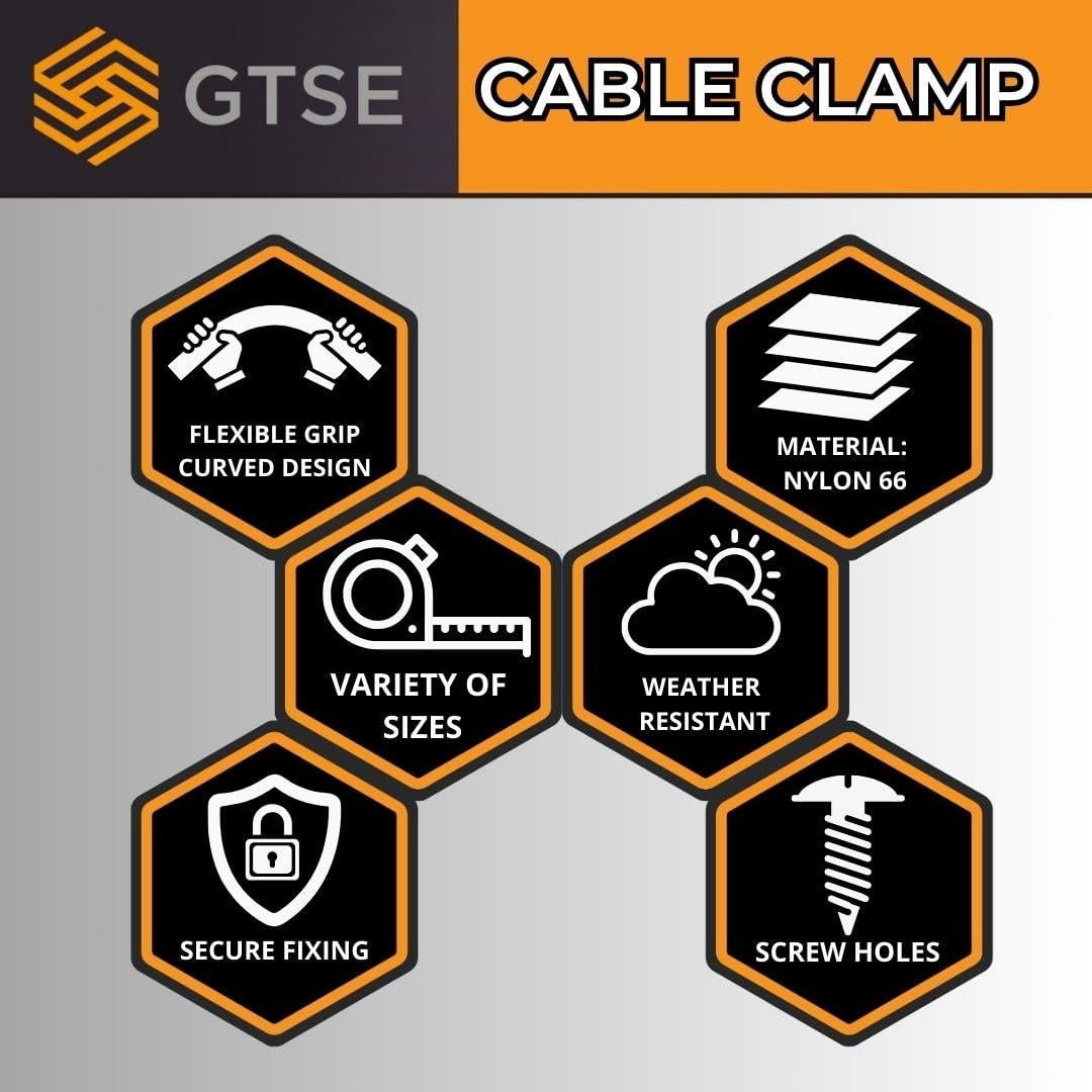 Abrazaderas de Cable de Nylon GTSE 100 Unidades 12.7mm Negro