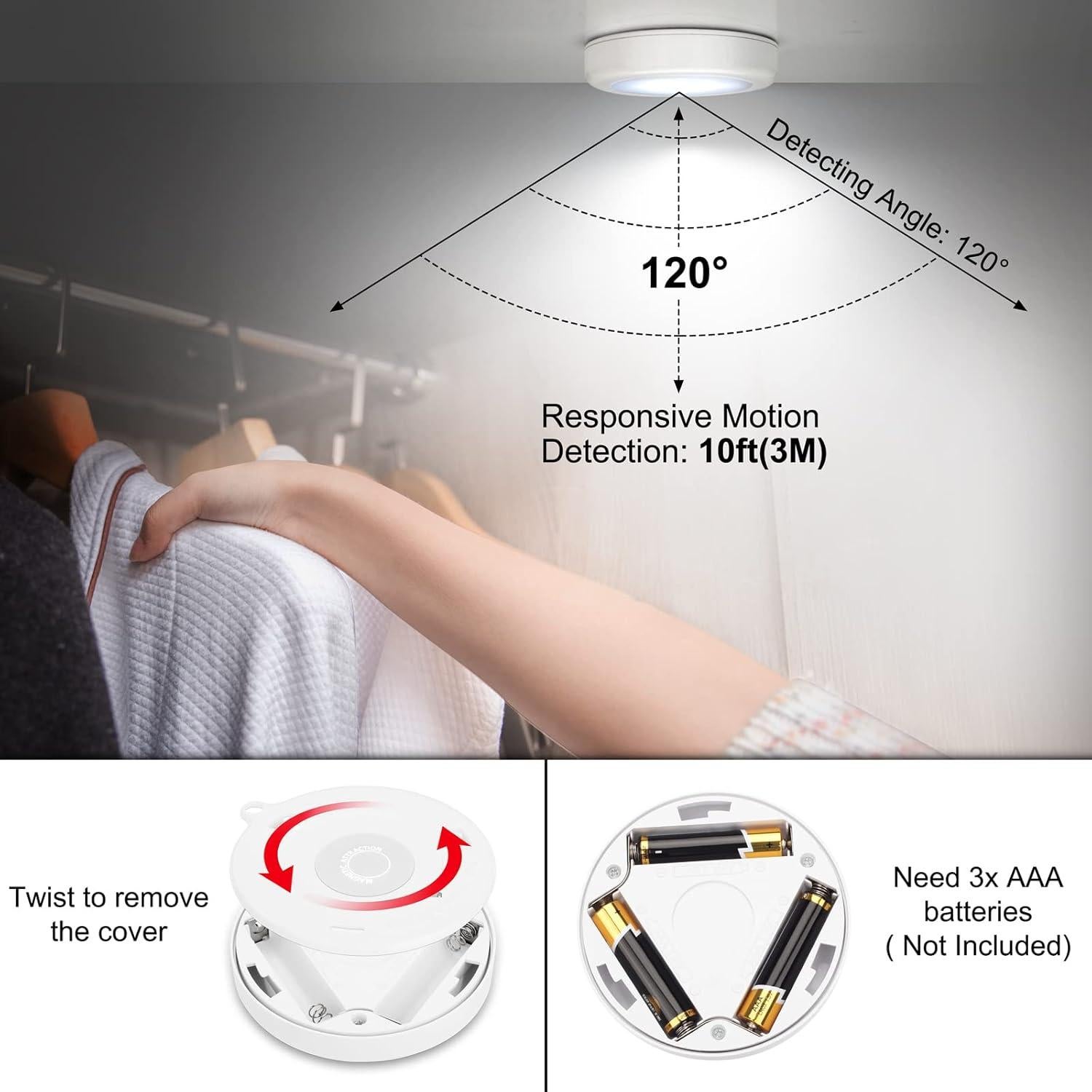 Luz Nocturna LED Mlambert con Sensor de Movimiento 4 Pack