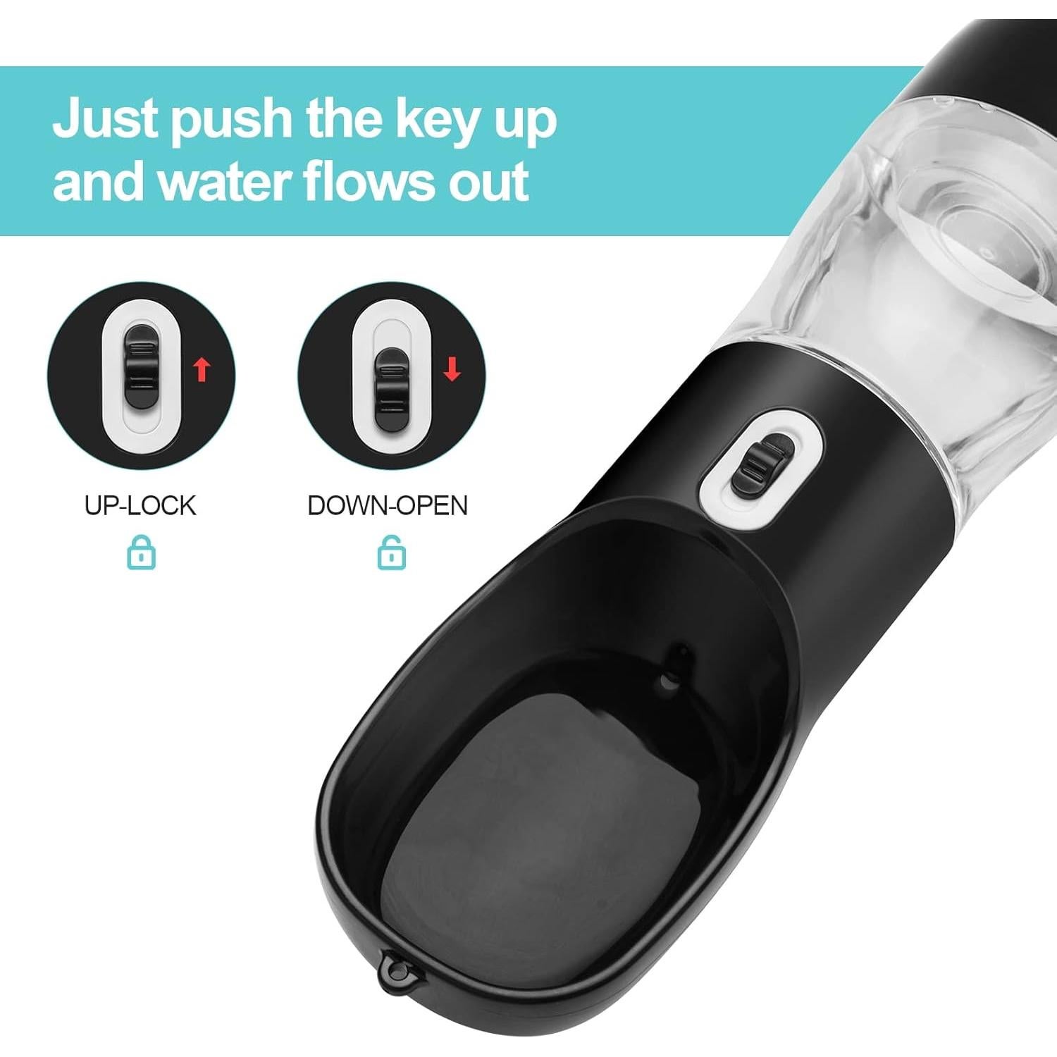 Botella de Agua y Comida para Perros Misthis 250ml Negra