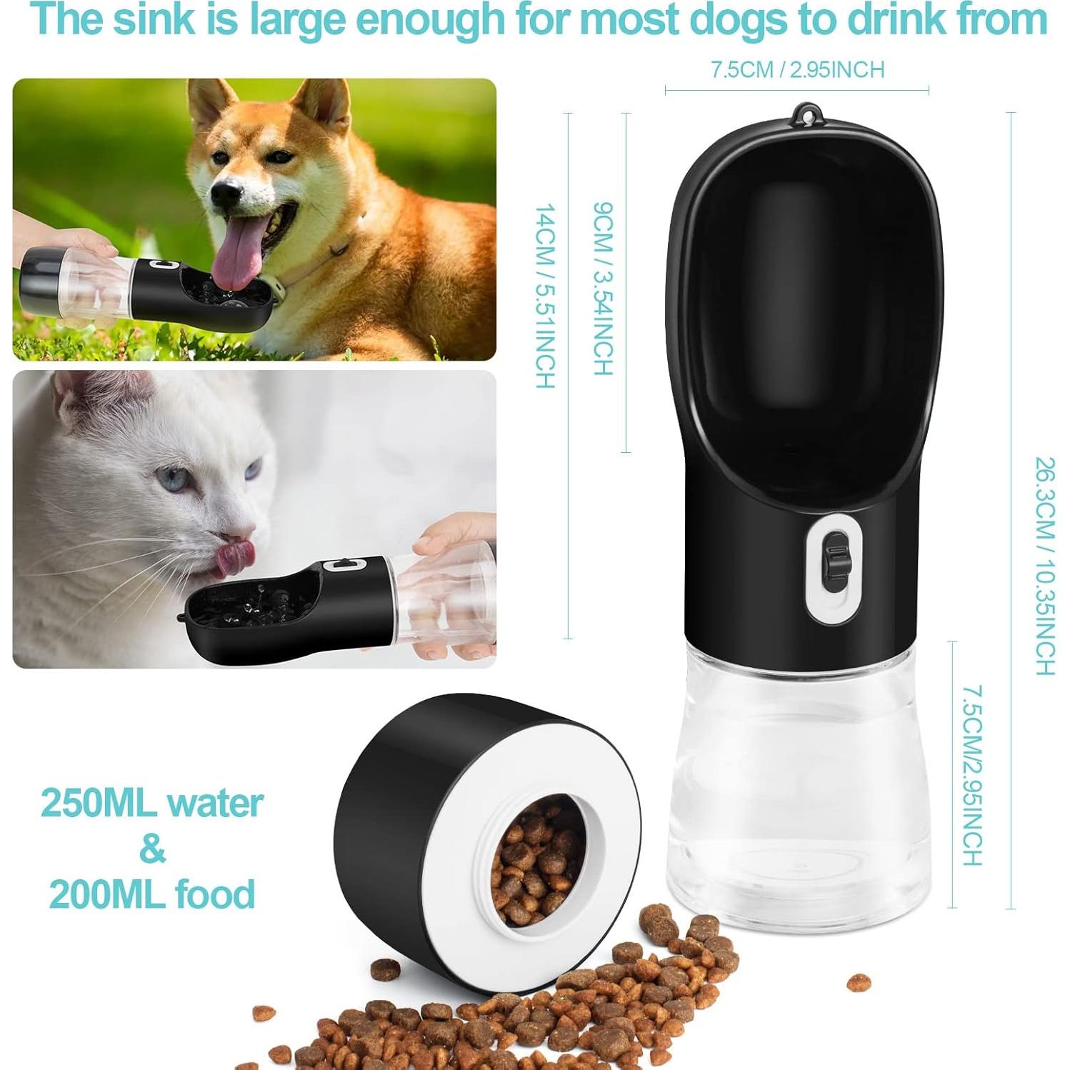 Botella de Agua y Comida para Perros Misthis 250ml Negra