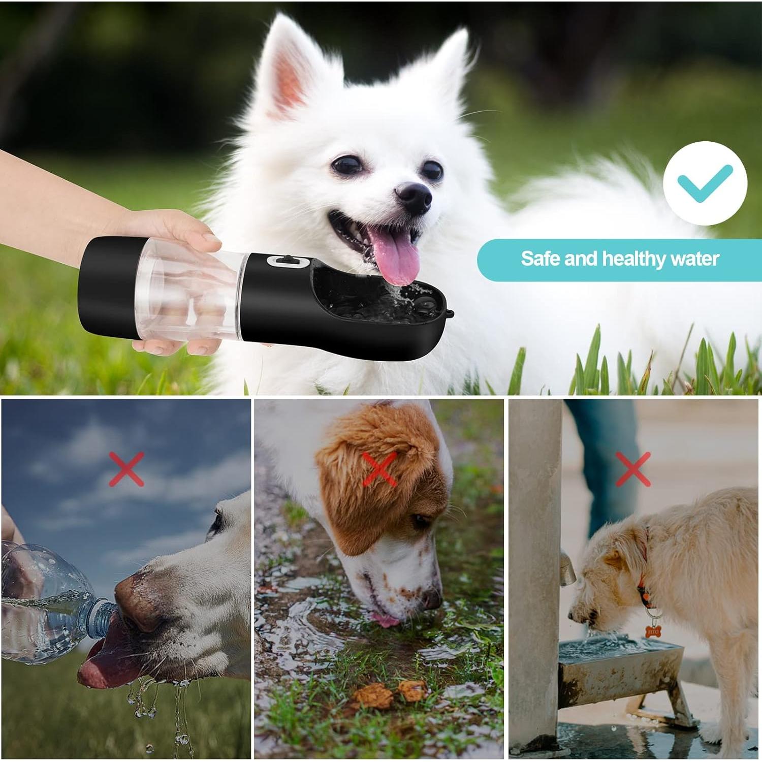 Botella de Agua y Comida para Perros Misthis 250ml Negra