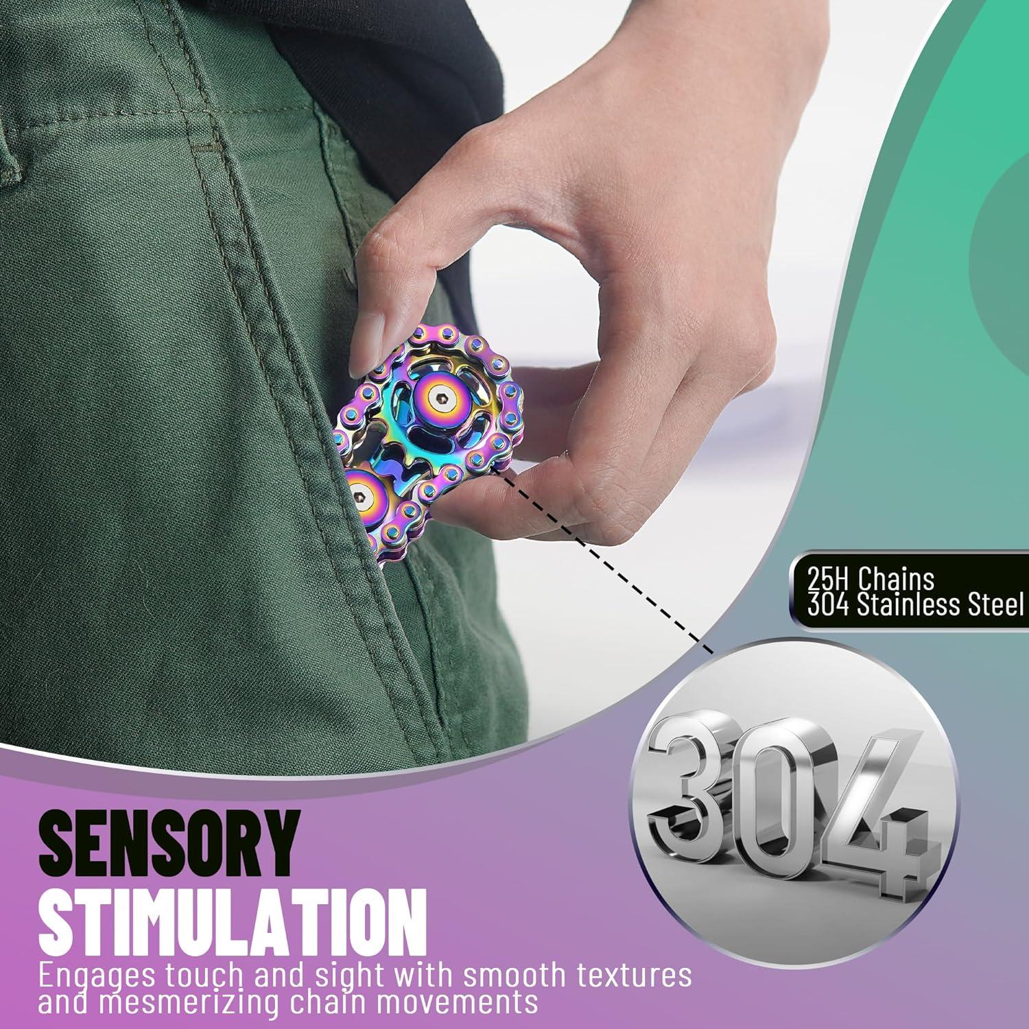 Fidget Spinner Metal Chilvil 7.1 cm Alivio Estrés Arcoíris