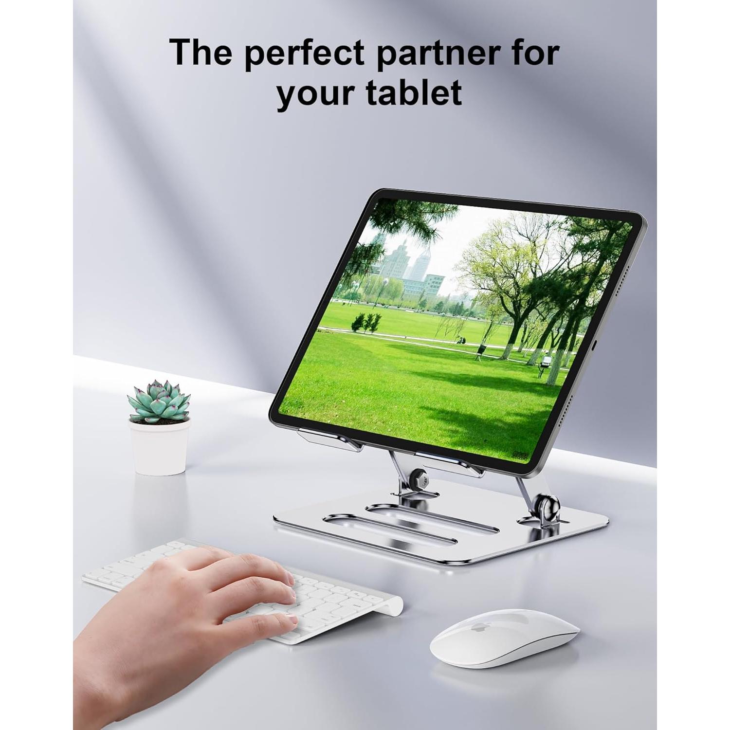 Soporte para Tablet iAXBi Ajustable Plegable Aluminio Plateado