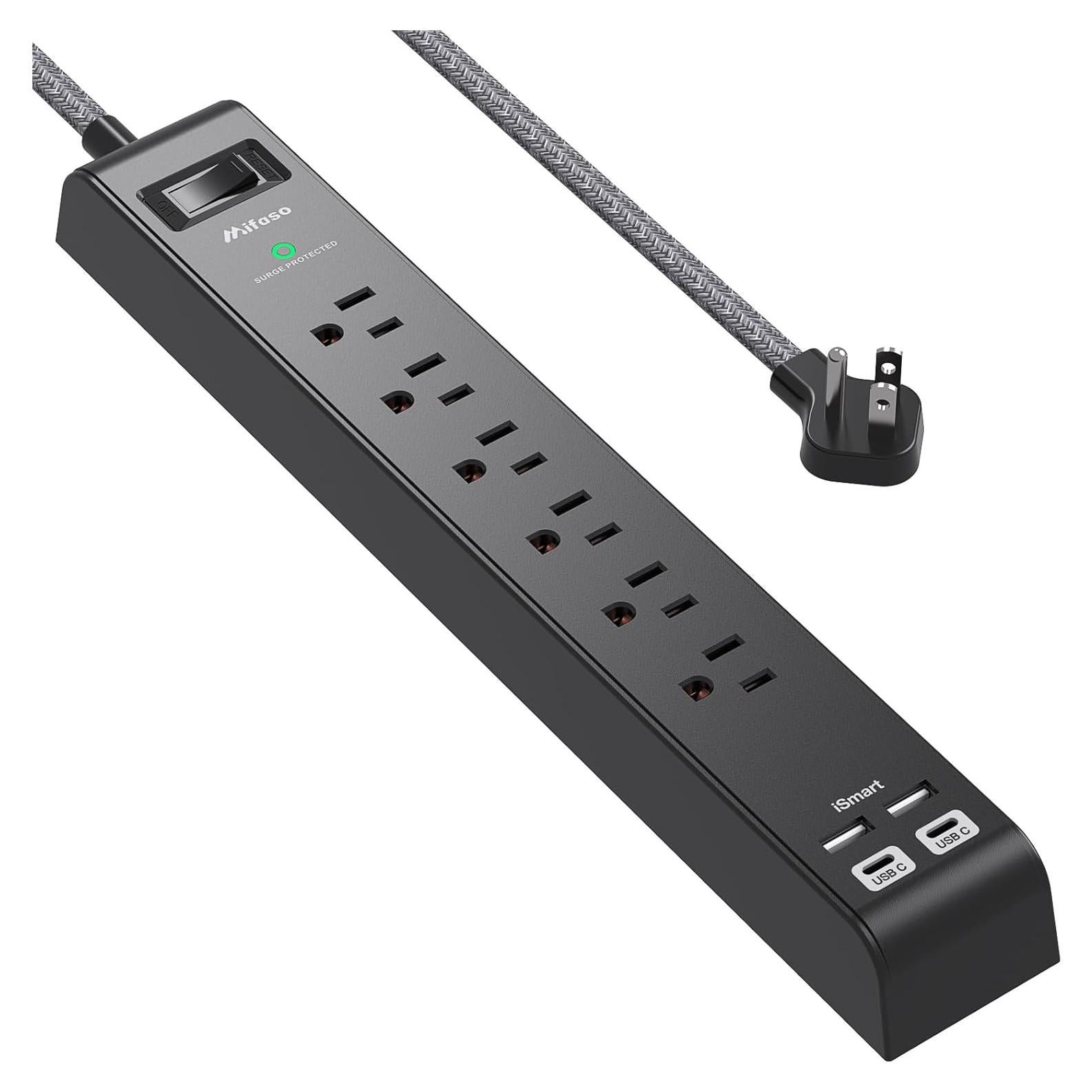 Protector de Sobretensión MIFASOPOWER 6 Salidas 4 USB 1.52m