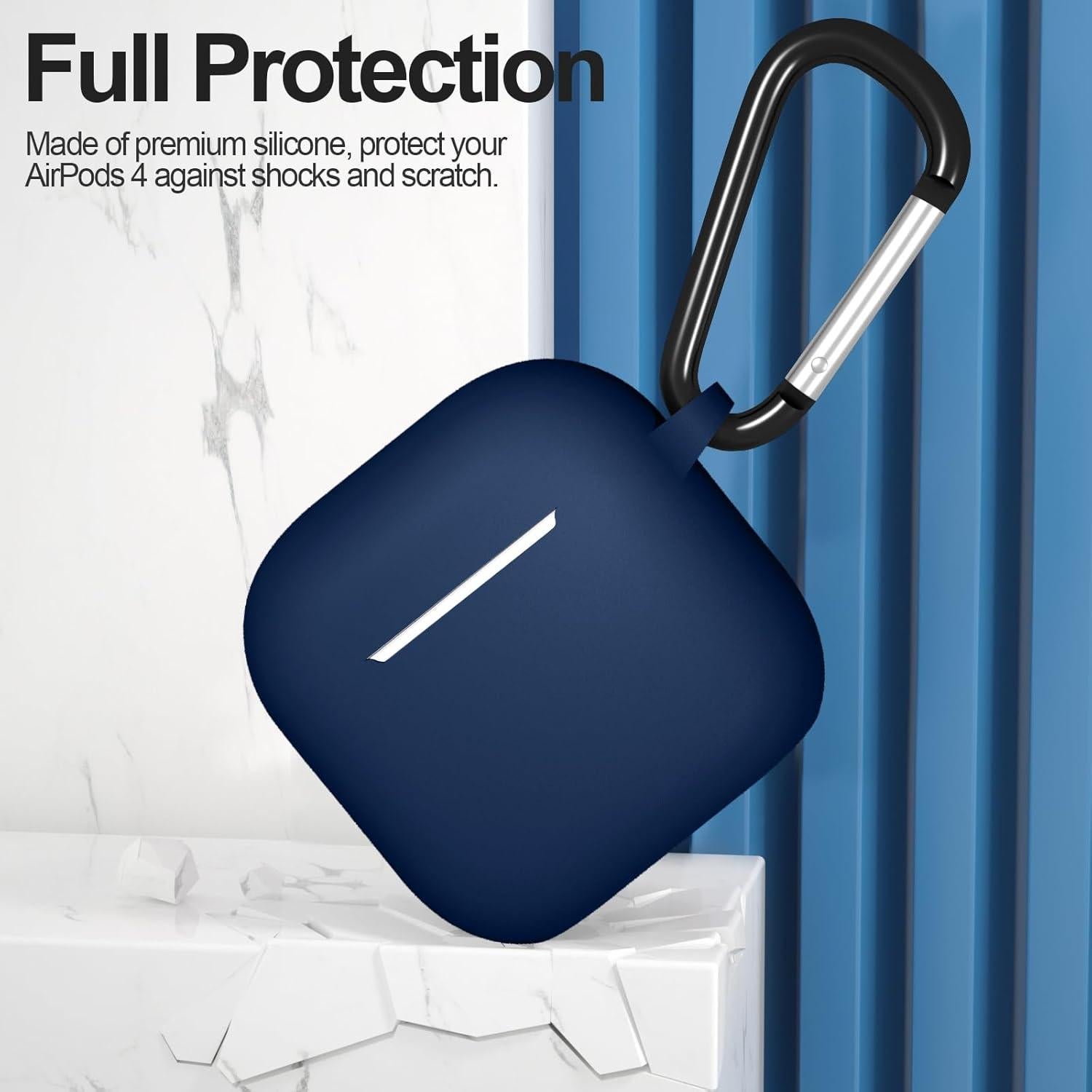 Funda de Silicona ATUAT para AirPods 4 - Azul Medianoche