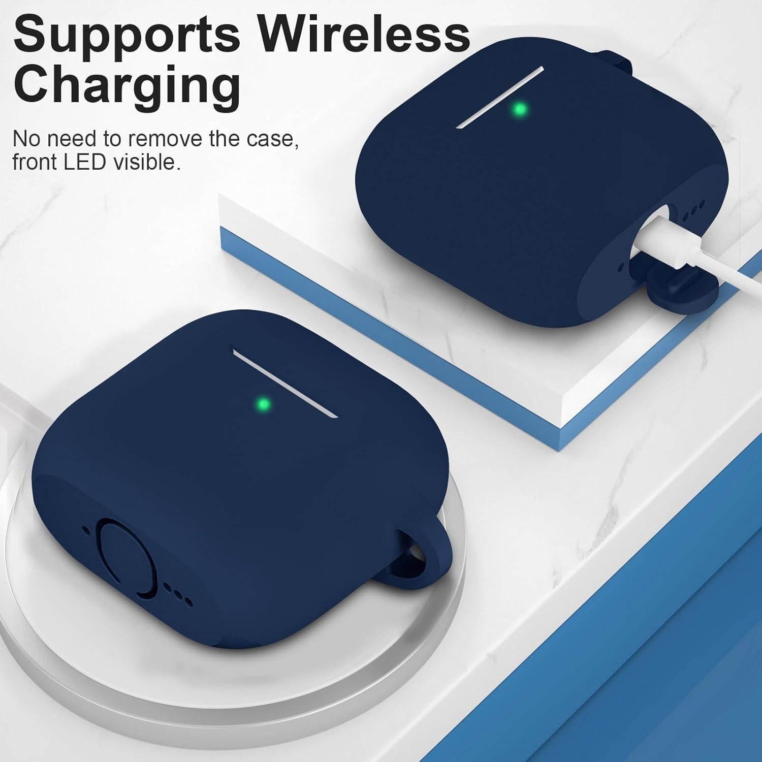 Funda de Silicona ATUAT para AirPods 4 - Azul Medianoche