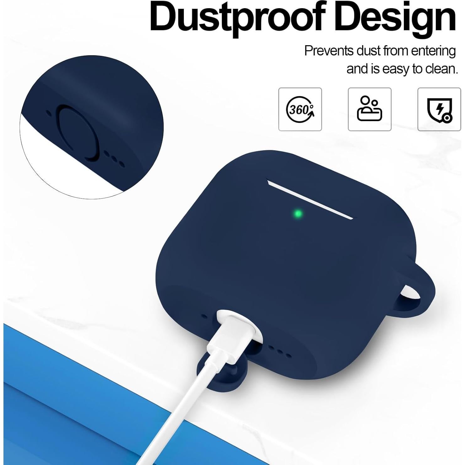 Funda de Silicona ATUAT para AirPods 4 - Azul Medianoche