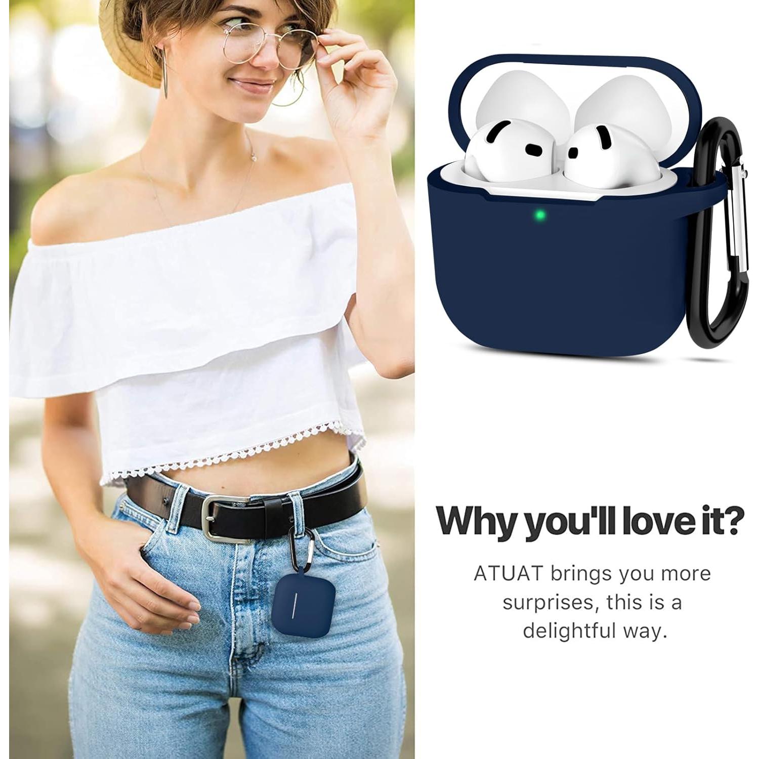 Funda de Silicona ATUAT para AirPods 4 - Azul Medianoche