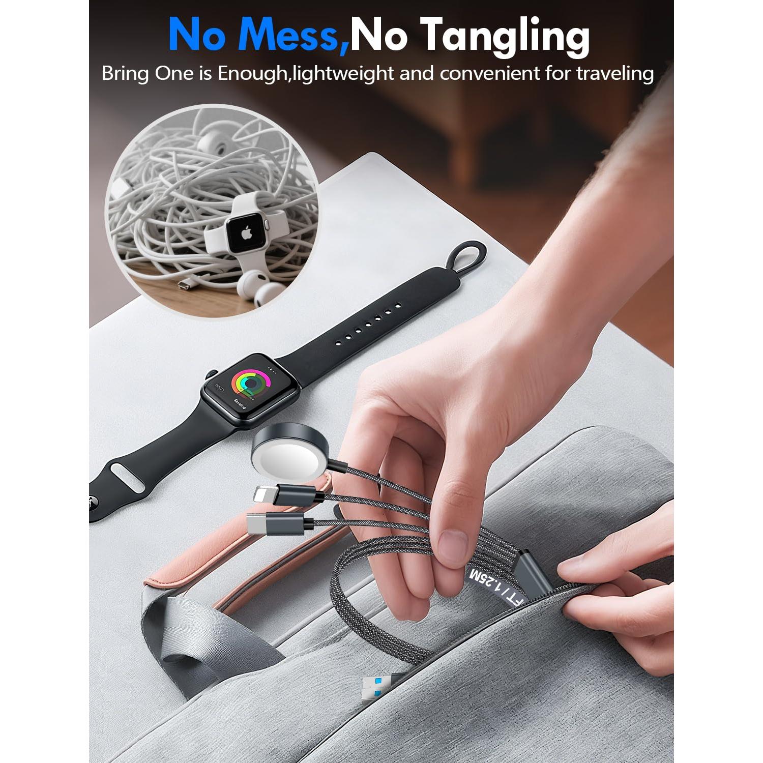 Cable de Carga Rápida Múltiple 3 en 2 xiwxi 1.25m Negro