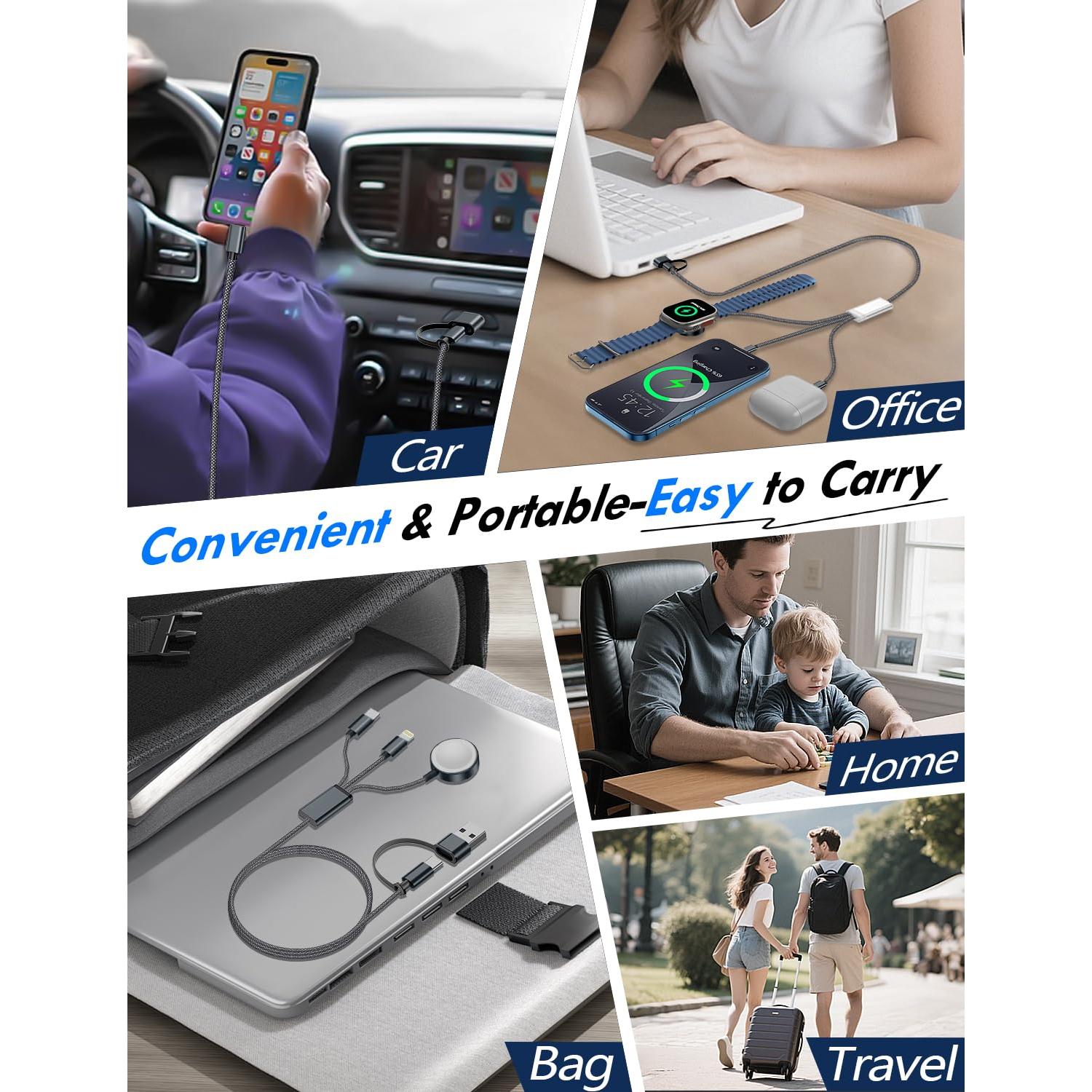 Paquete de 2 Cables de Carga Rápida xiwxi 3 en 2 USB-C Lightning