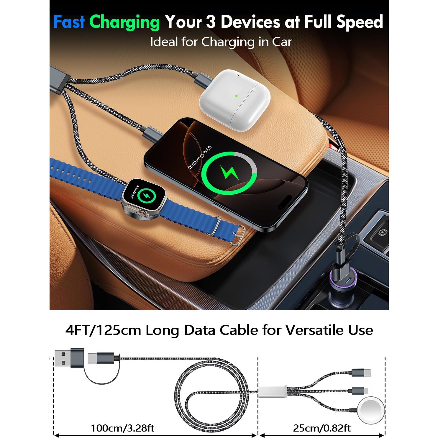 Paquete de 2 Cables de Carga Rápida xiwxi 3 en 2 USB-C Lightning