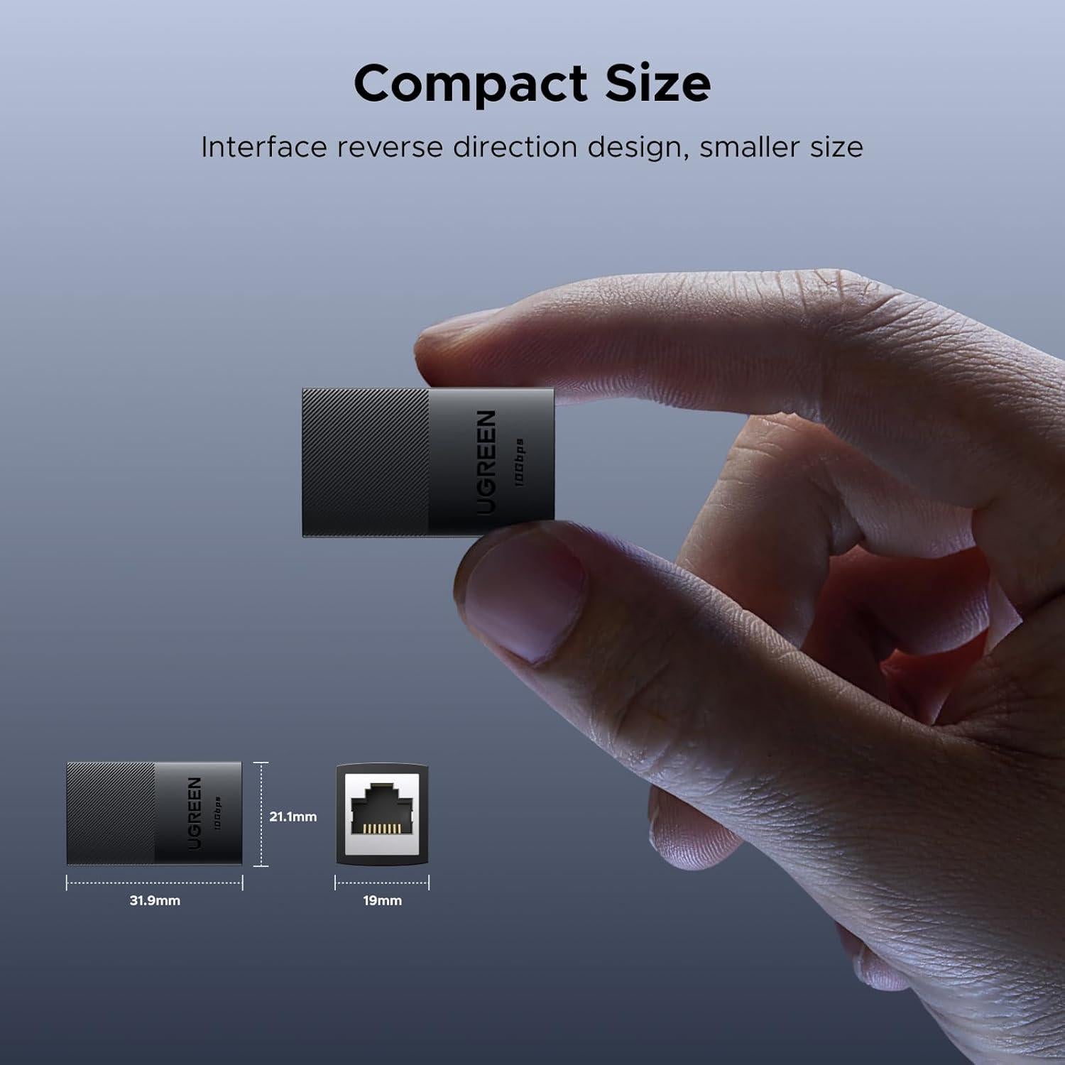 Extensor Ethernet UGREEN 10Gbps PoE 100m Cat8 Cat7 Cat6