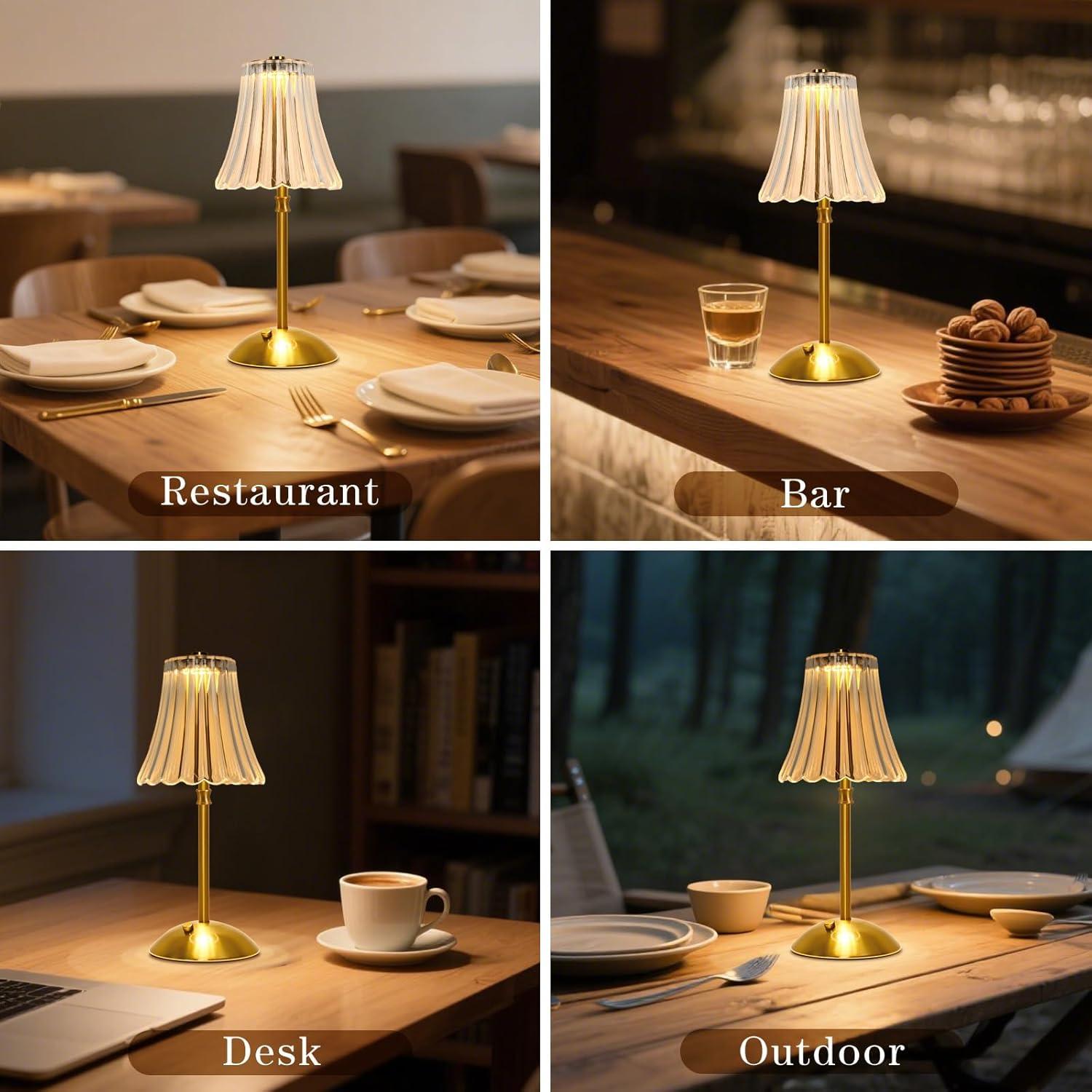 Lámpara de Mesa Inalámbrica Gkeiten Art Deco 33cm Regulable