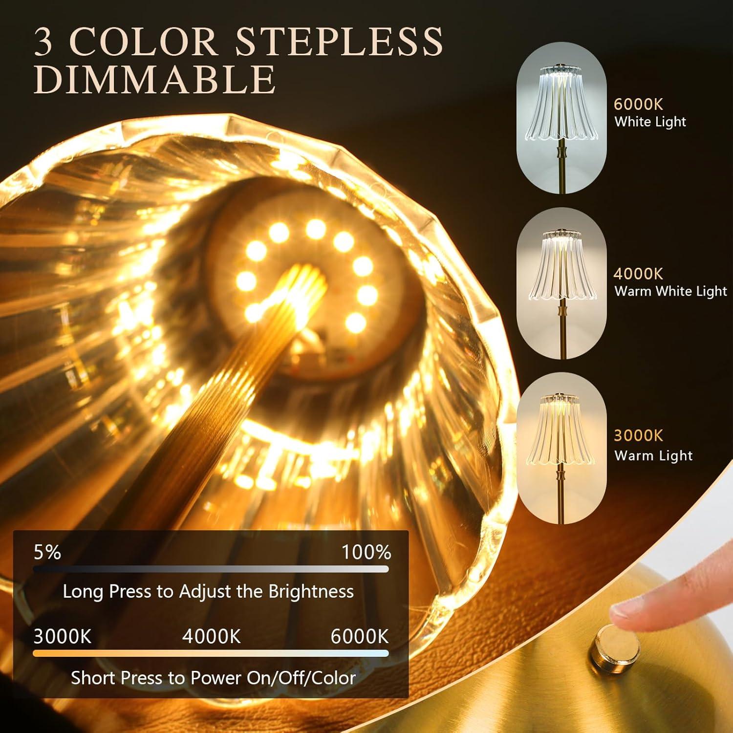 Lámpara de Mesa Inalámbrica Gkeiten Art Deco 33cm Regulable