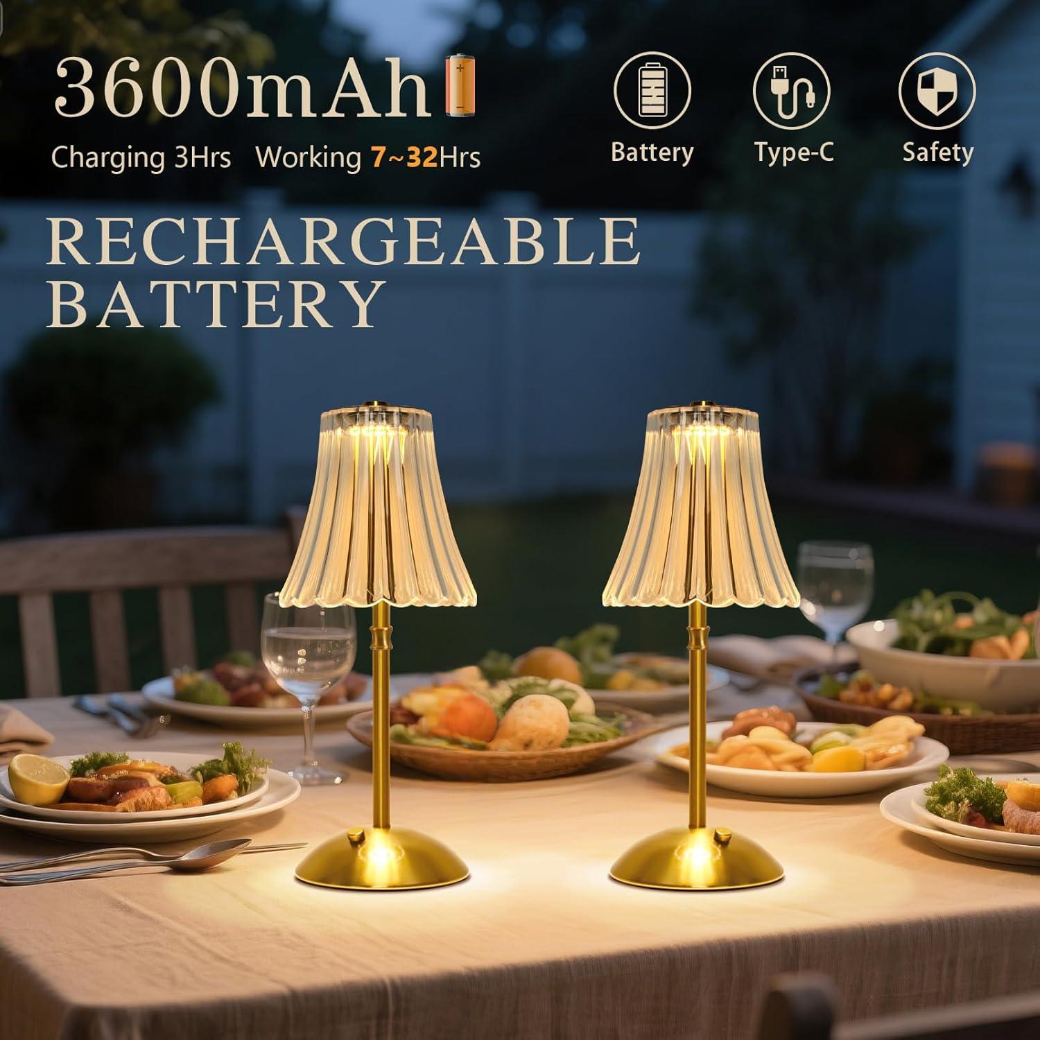 Lámpara de Mesa Inalámbrica Gkeiten Art Deco 33cm Regulable