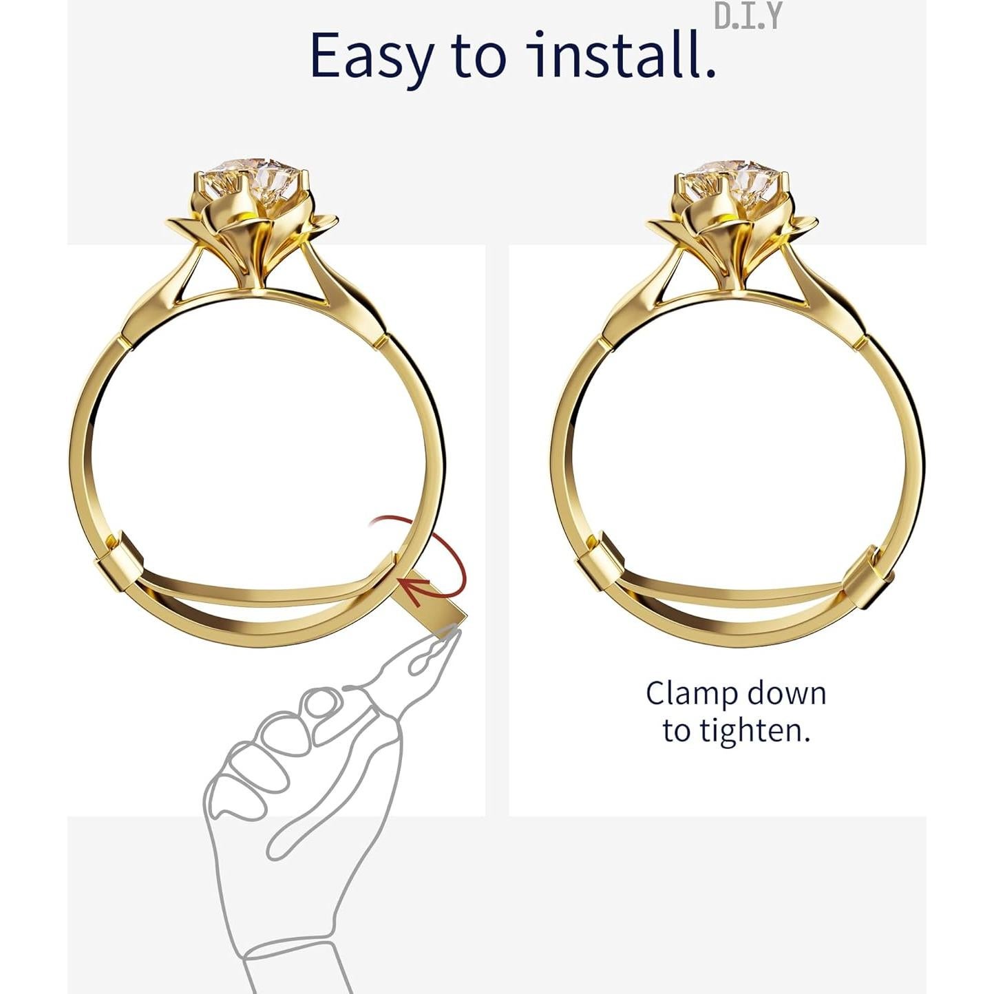 Paquete de 12 Guardas de Anillo de Metal Oro y Plata - Ajustador Invisible