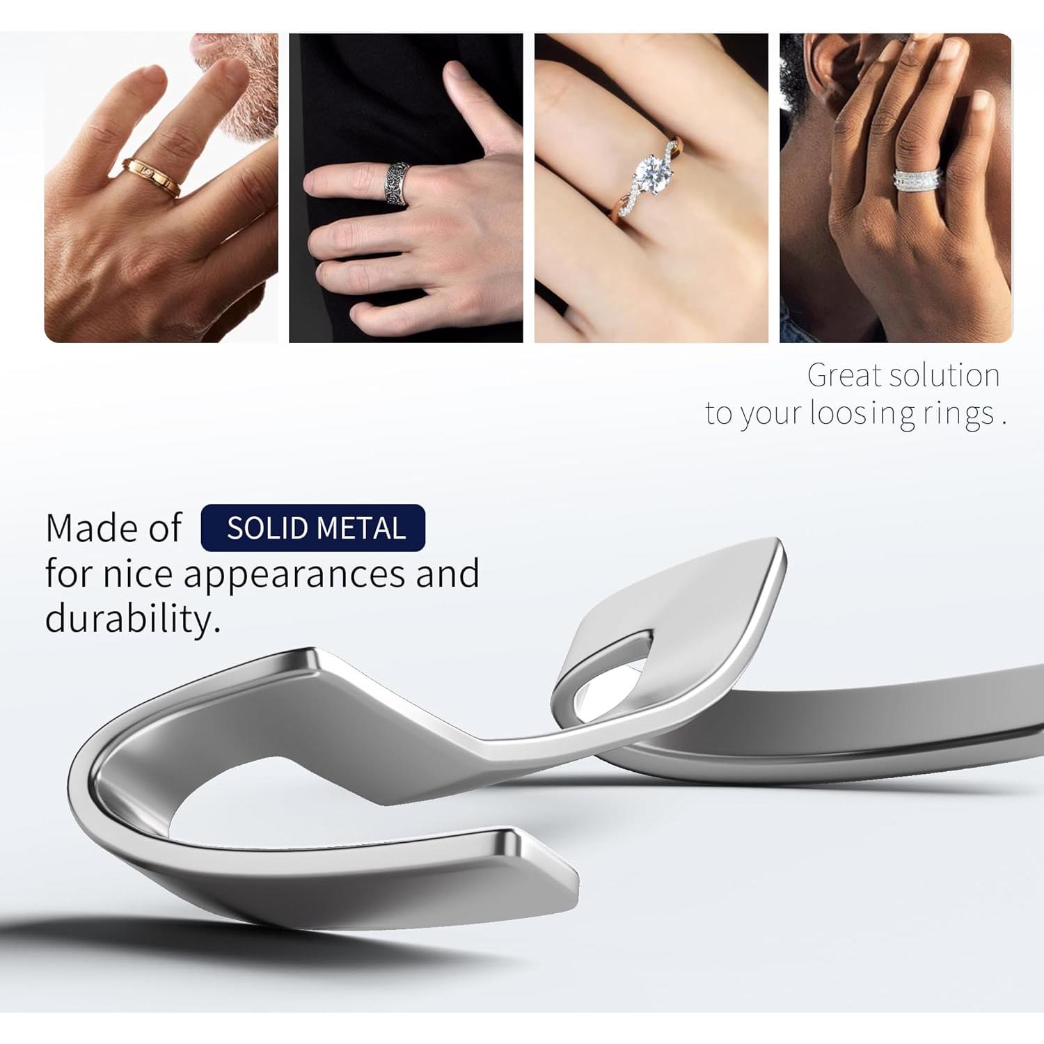 Paquete de 12 Guardas de Anillo de Metal Oro y Plata - Ajustador Invisible