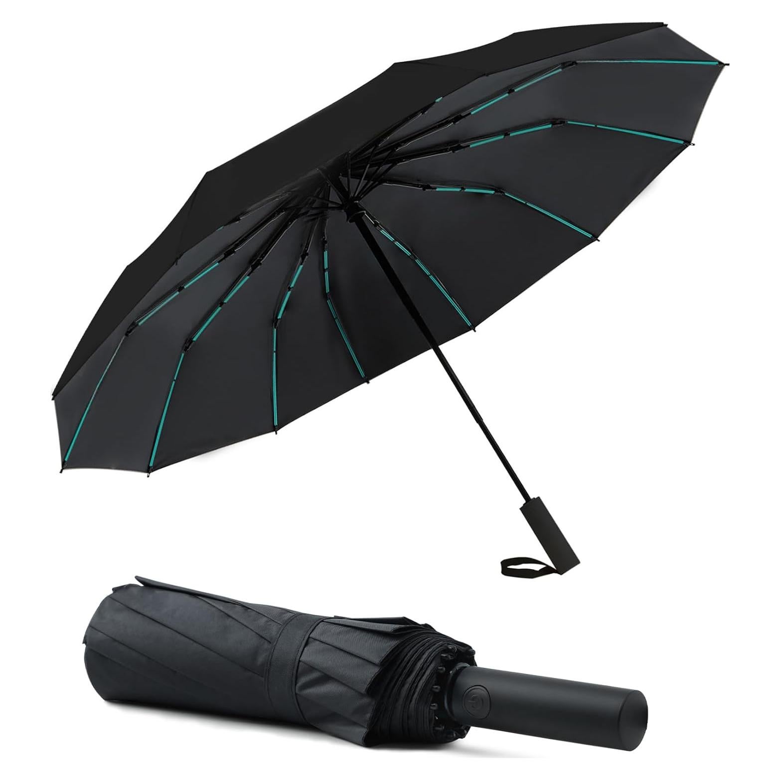 Paraguas Plegable Automático Doble Varilla UV UPF 50+ Negro