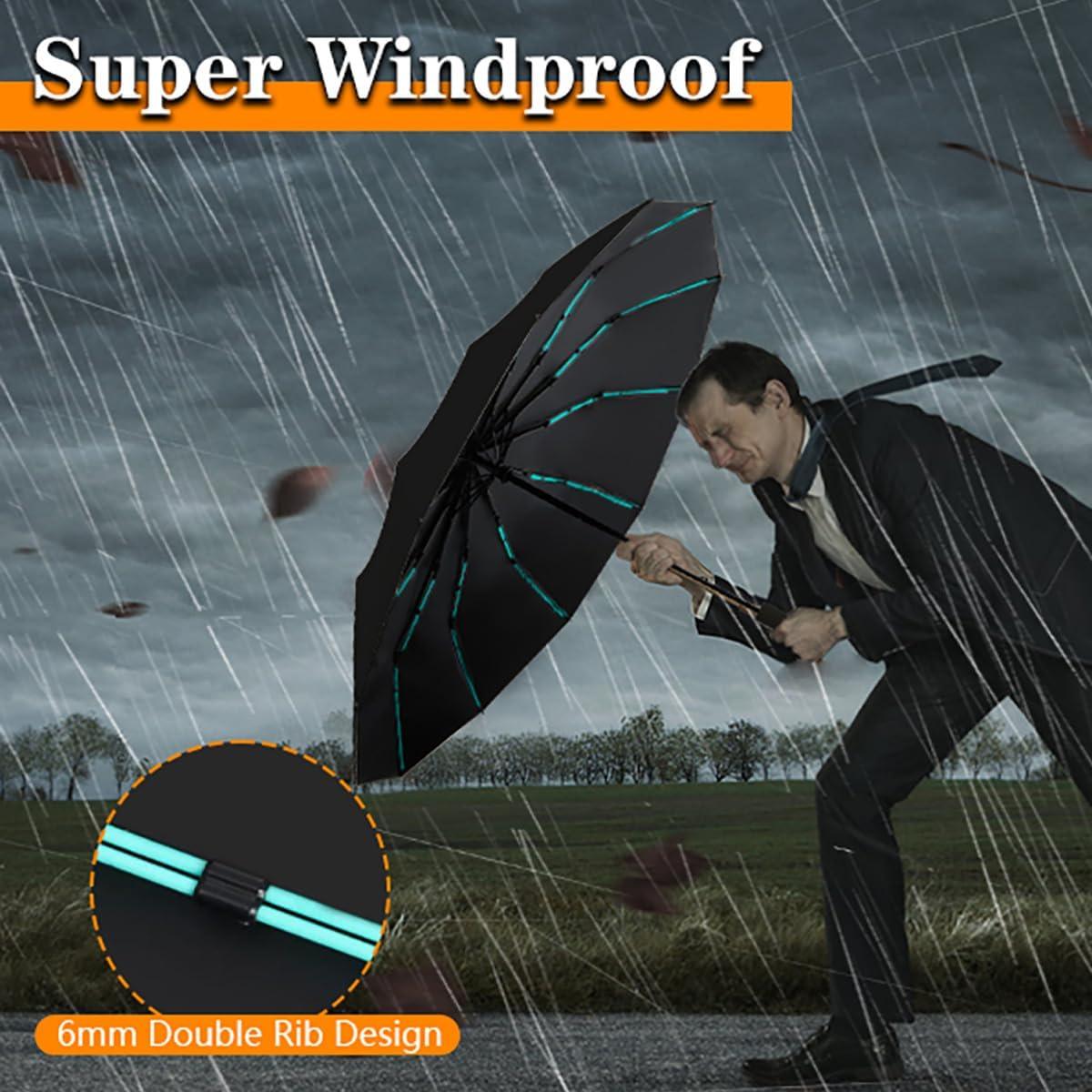 Paraguas Plegable Automático Doble Varilla UV UPF 50+ Negro