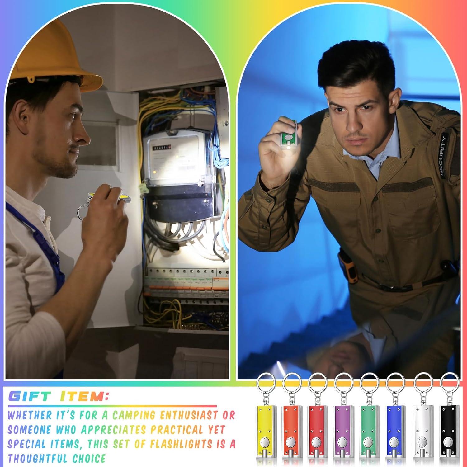 8 Mini Linternas de Llavero LED Glooglitter Multicolor