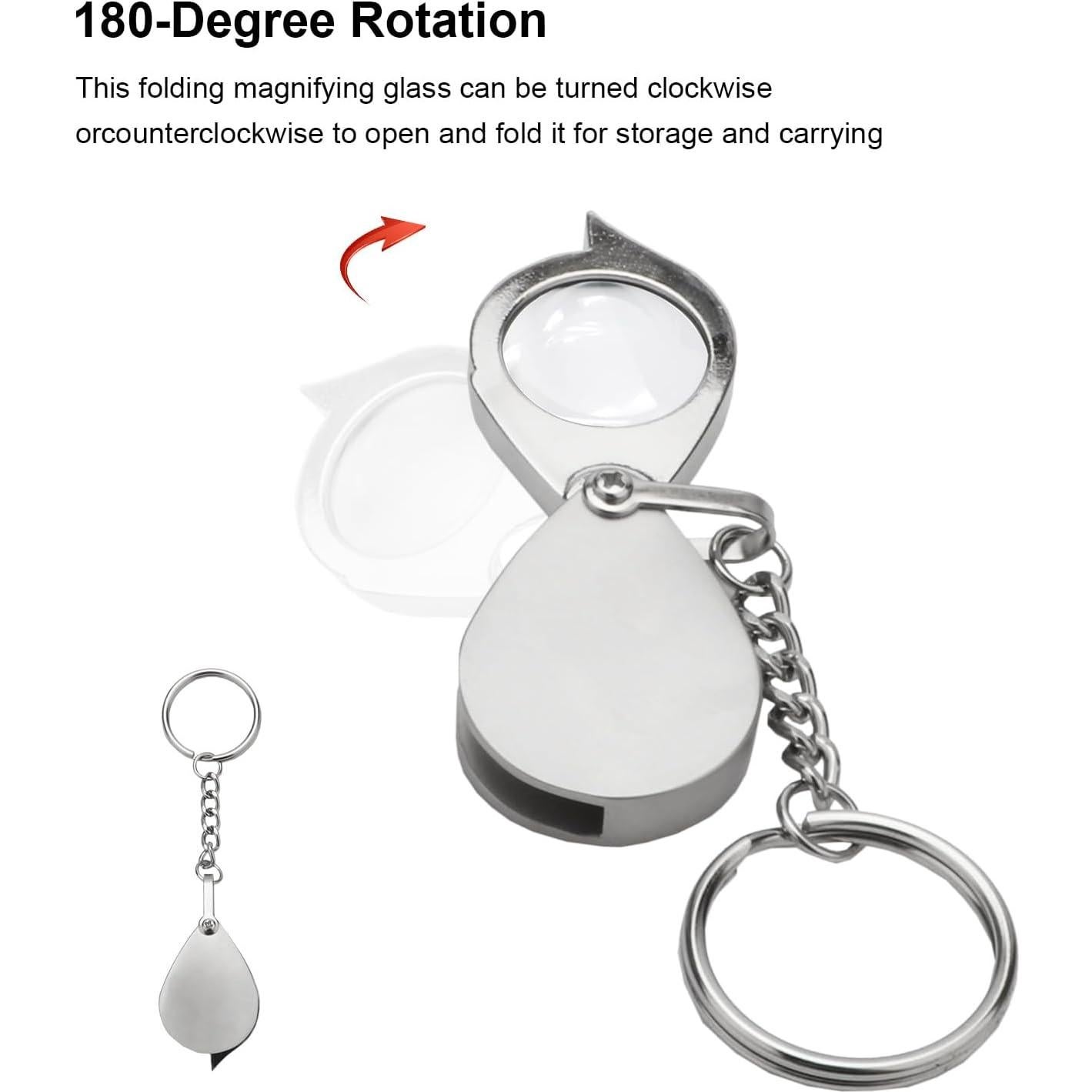 Lupa de Llavero Rongon 10X Plegable Plata para Lectura