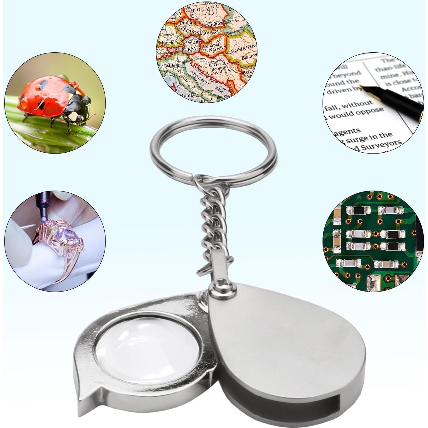 Lupa de Llavero Rongon 10X Plegable Plata para Lectura