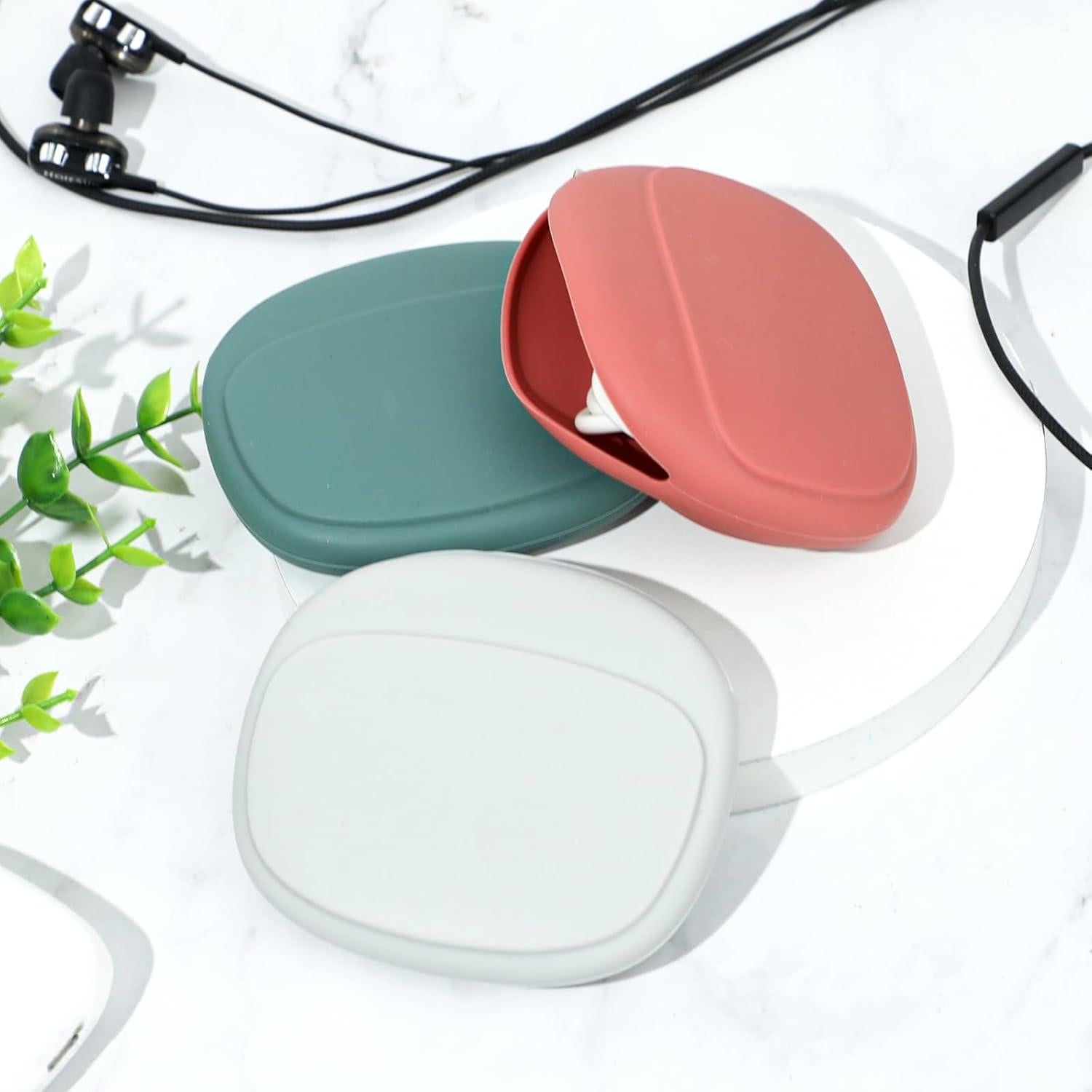 3 PCS Organizador de Auriculares Silicona COMNICO Rojo Blanco Verde