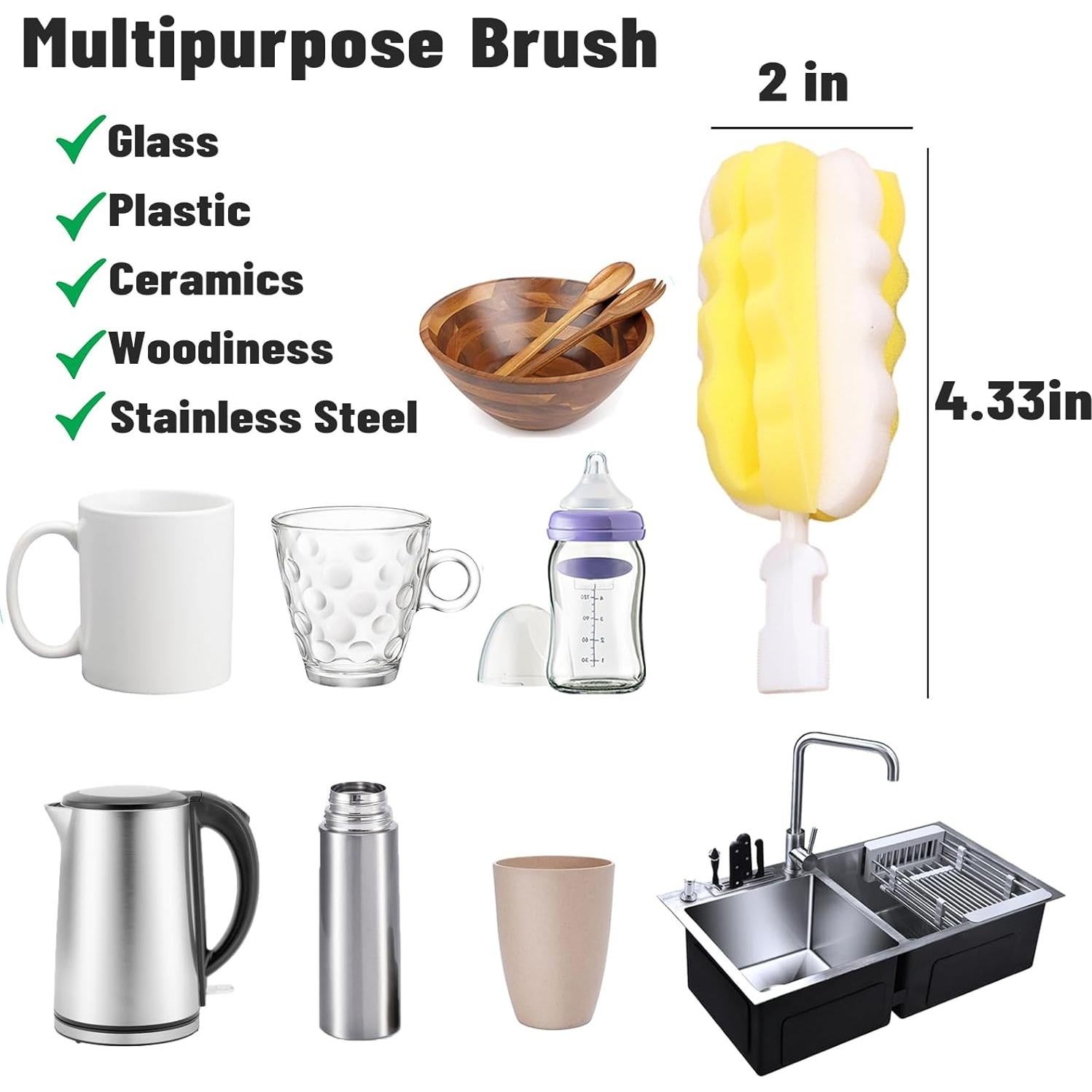 Cabezas de esponja de reemplazo INVODA para cepillo de botella x8