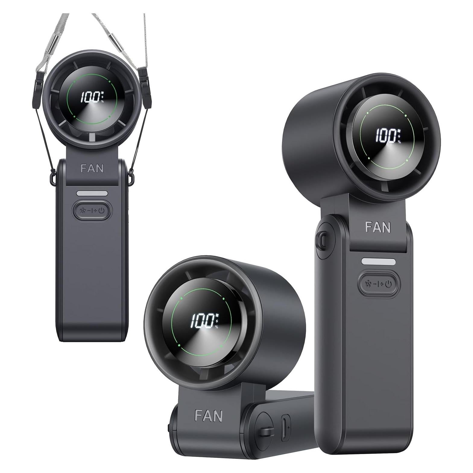 Ventilador Portátil KIMMOO 3-en-1 Plegable 13500 RPM Negro