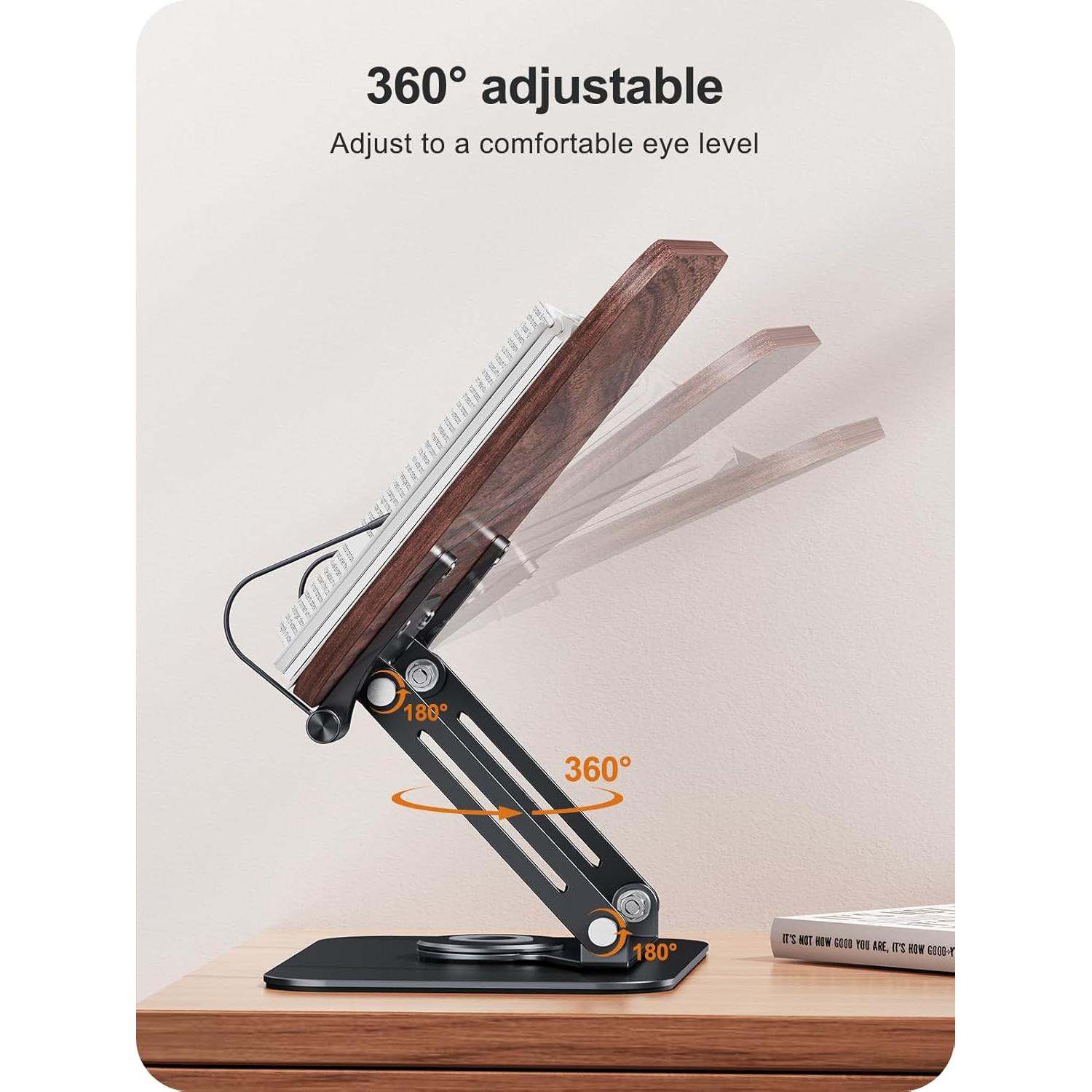 Soporte para Libros MOKURU Ajustable 360° Plegable Negro