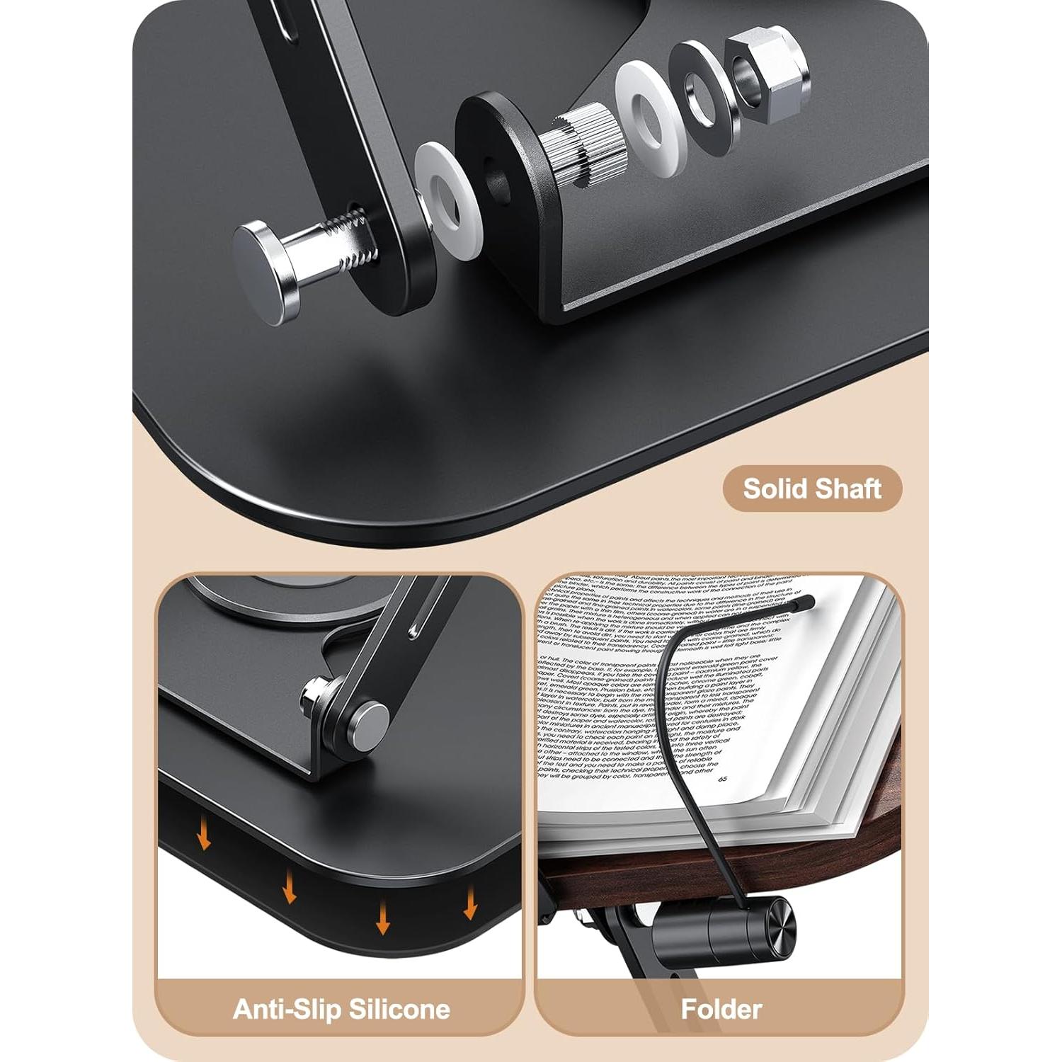 Soporte para Libros MOKURU Ajustable 360° Plegable Negro