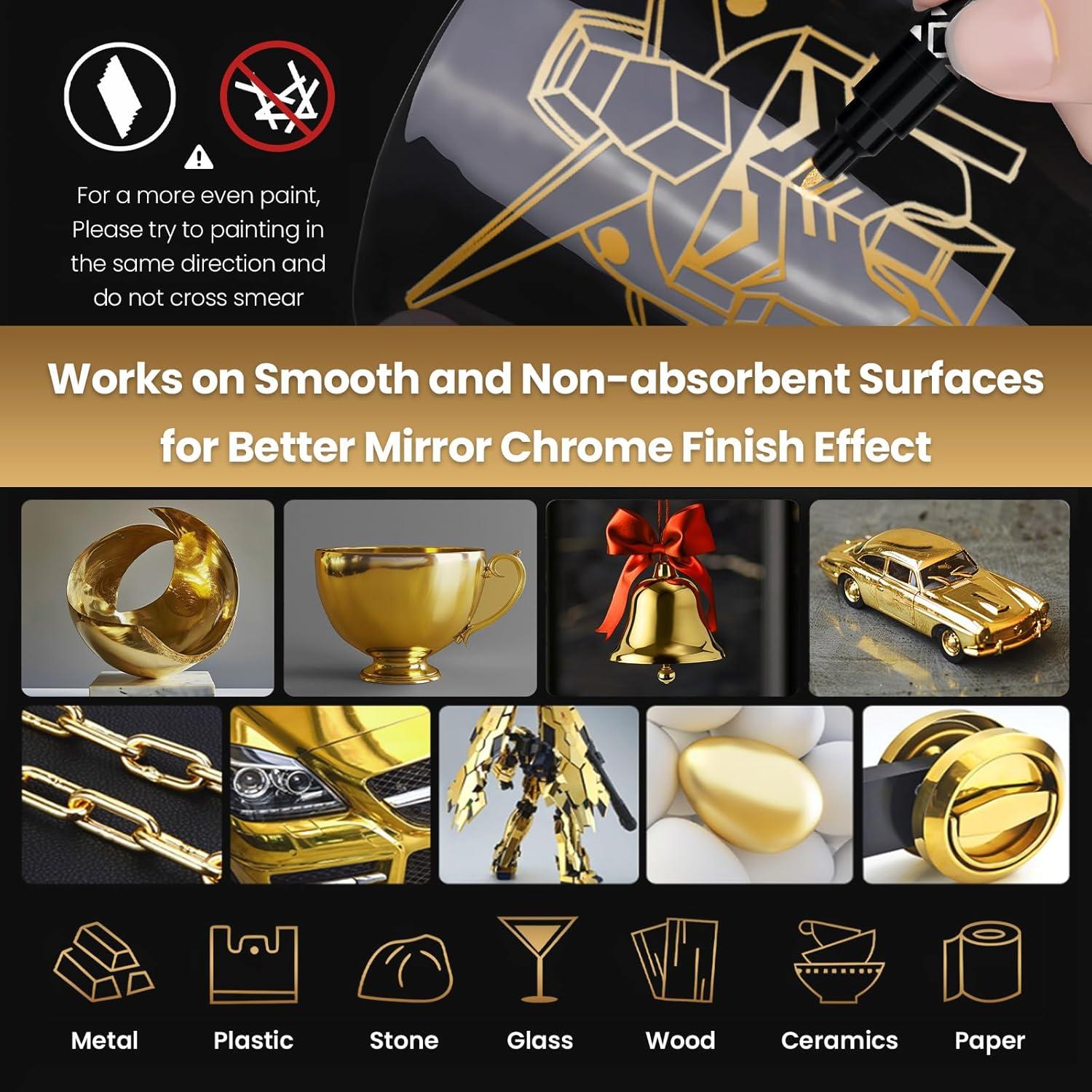 Marcadores Cromados Líquidos BIGTHUMB 3Pcs Oro 0.7-5mm