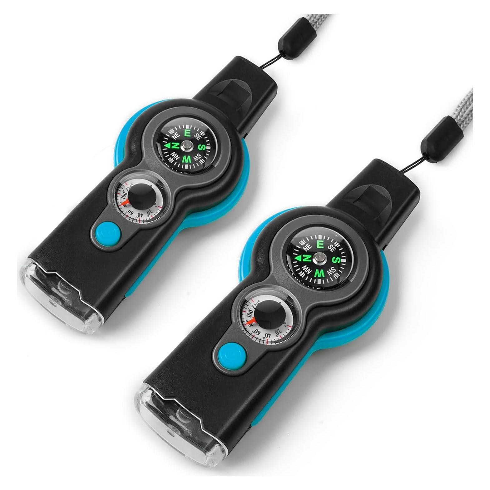 Silbato de Emergencia Multifuncional Binboll 7 en 1 - Azul y Negro