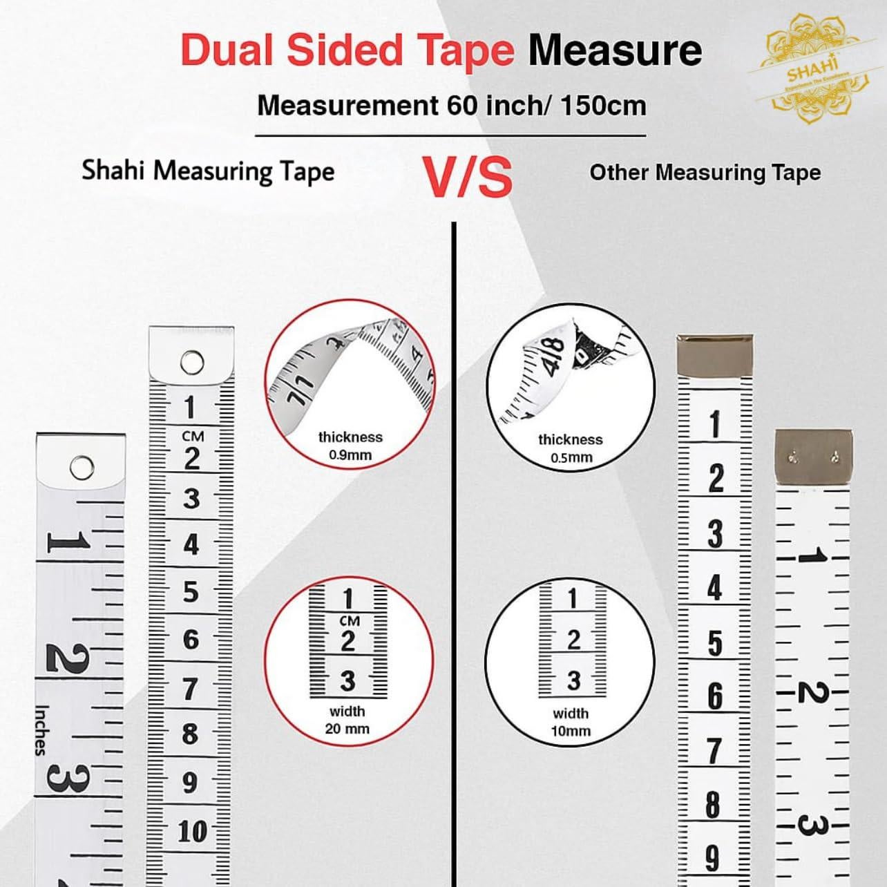 Paquete de 2 cintas métricas de tela suave Shah 150 cm