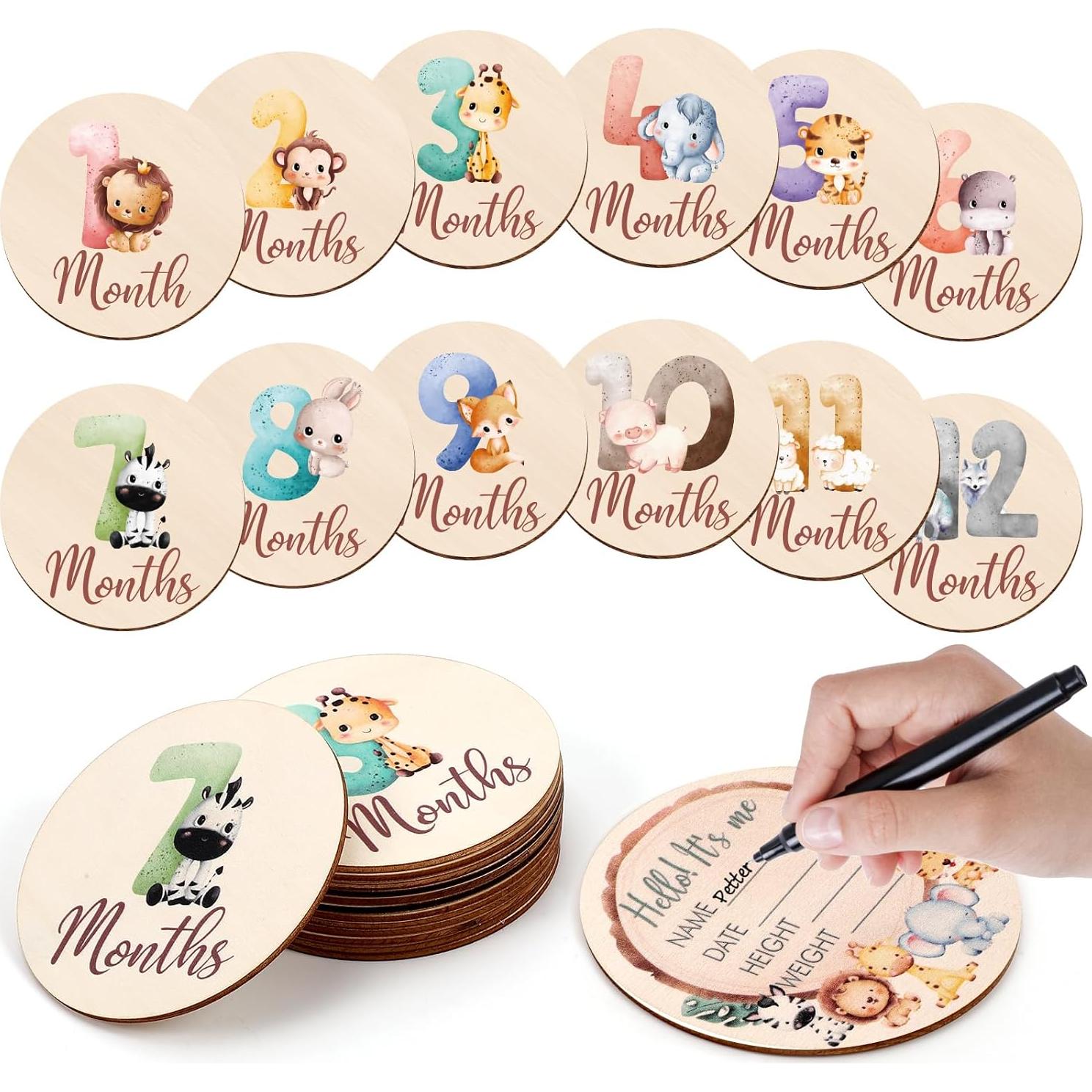 Tarjetas de Hitos Mensuales para Bebés Bettsparks - Animales