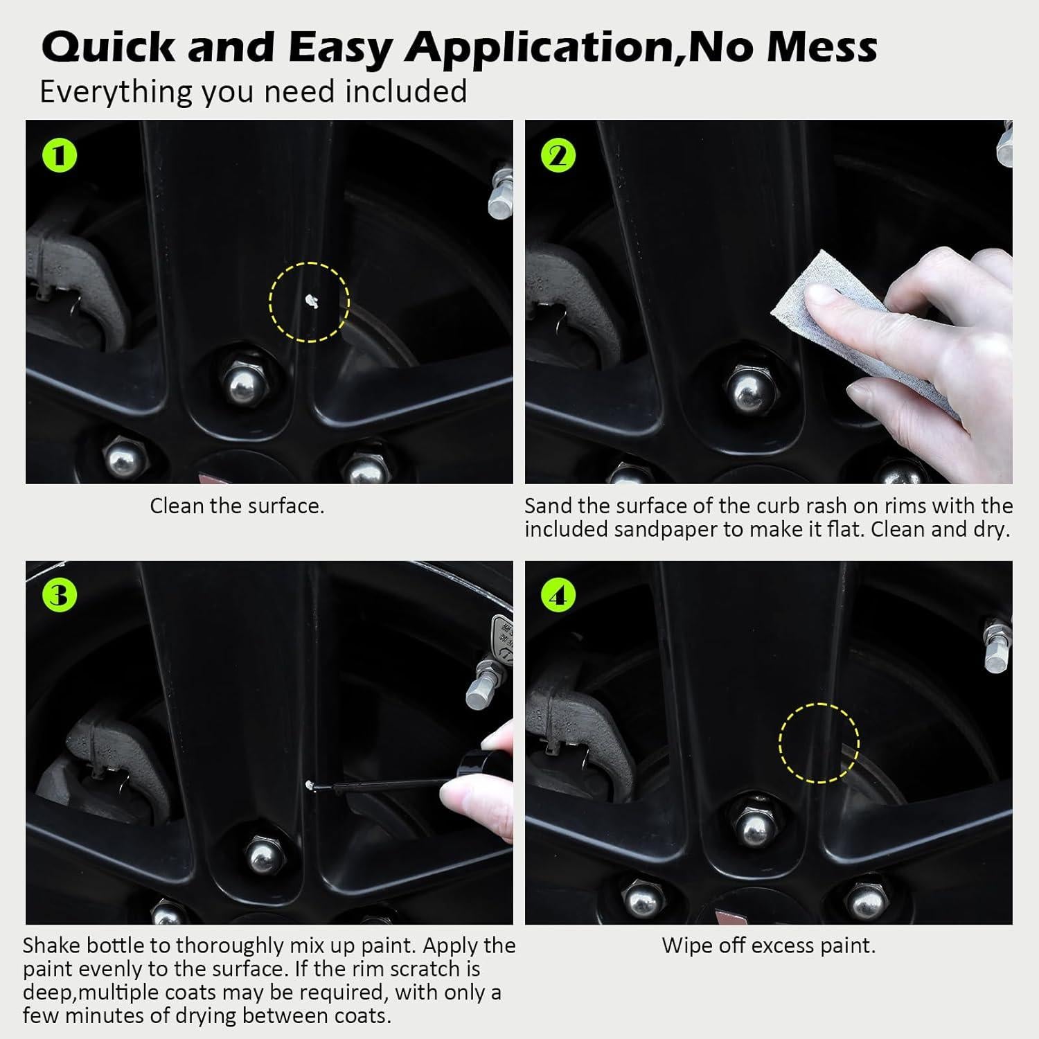 Pintura de Retoque Negra para Llantas FOLLOWIN 30ml